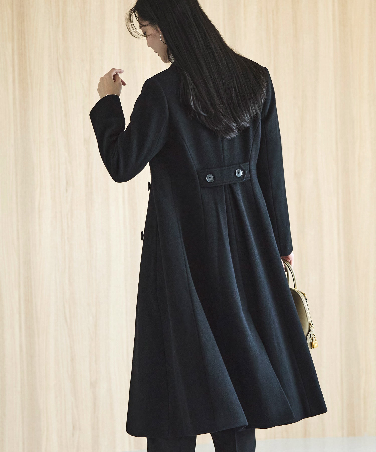 ルイルエブティック RUIRUE BOUTIQUE 【日本生地】フレア チェスターコート ｜ アウター / ウールコート / 尾州ウール コート （ブラック） ブラック