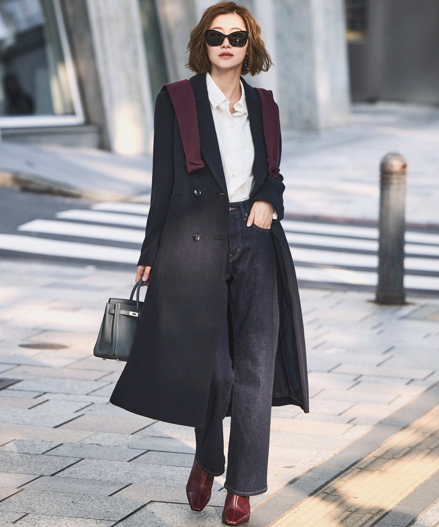 ルイルエブティック RUIRUE BOUTIQUE 【日本生地】フレア チェスターコート ｜ アウター / ウールコート / 尾州ウール コート （ダークネイビー） ダークネイビー