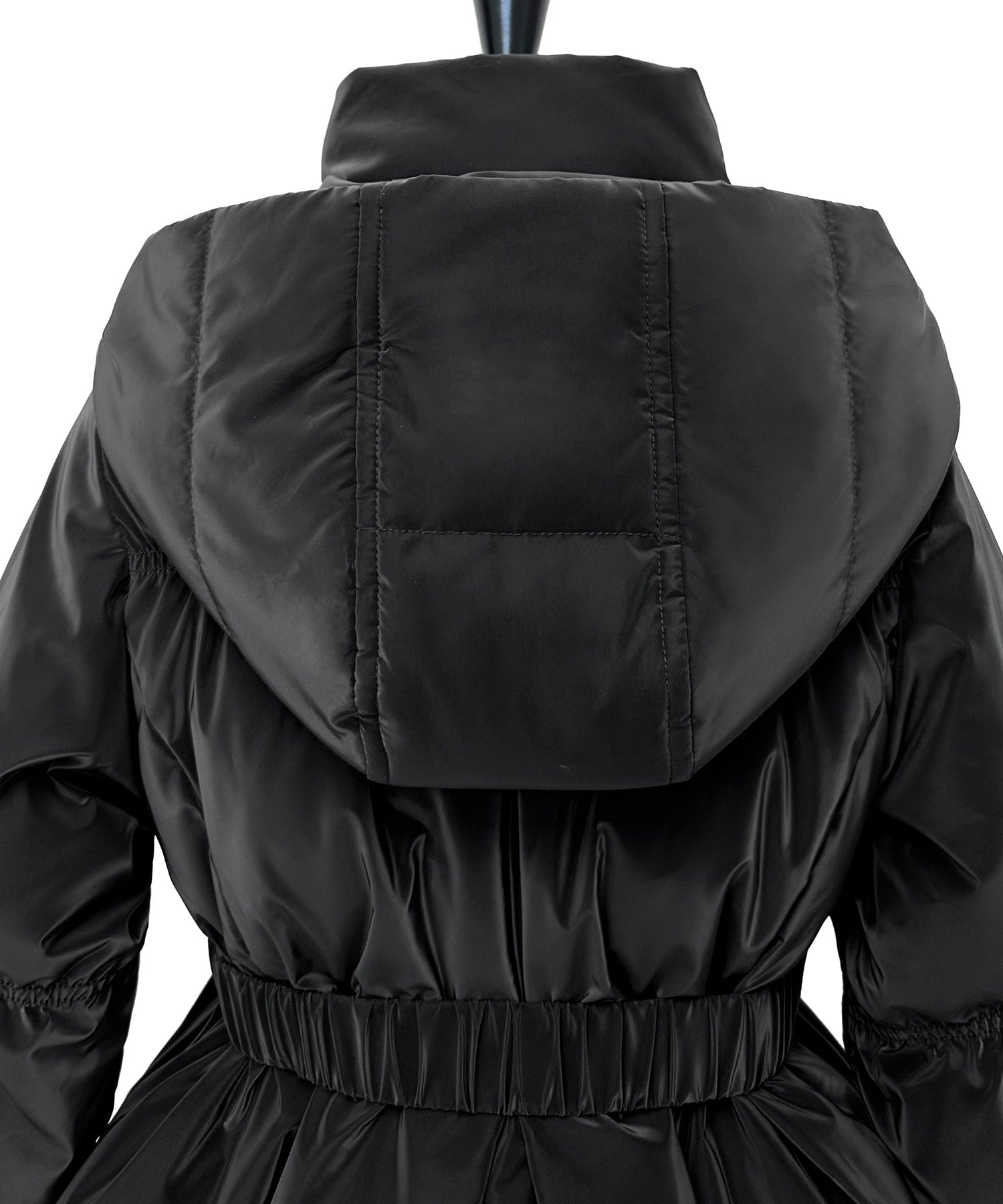 ルイルエブティック RUIRUE BOUTIQUE グロスタフタ×ダウン ｜ 洗える ｜ フーディー ダウンコート ( 共生地 ゴムベルト 付き ) ｜ アウター / コート / ショートダウン （ブラック） ブラック