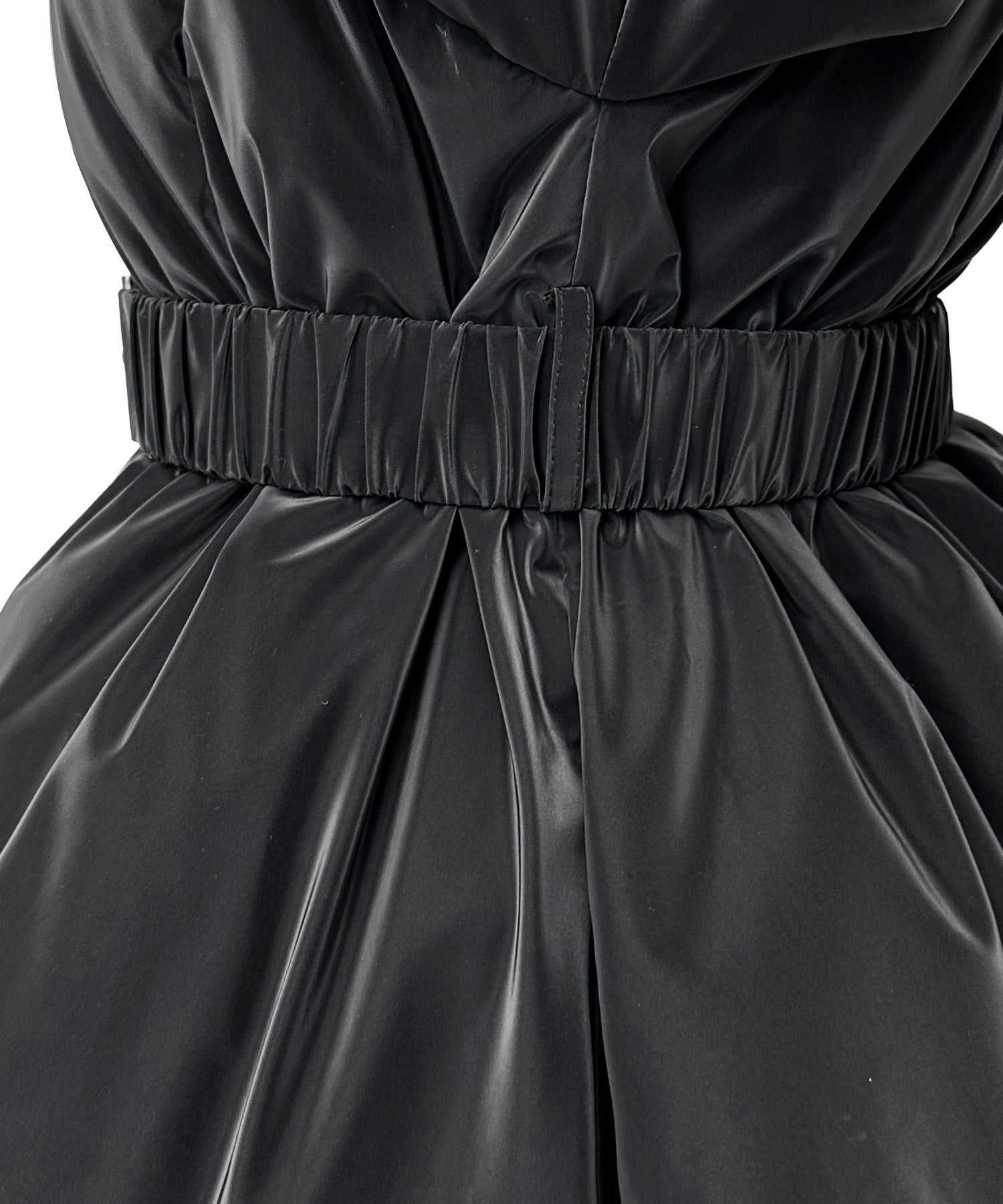 ルイルエブティック RUIRUE BOUTIQUE グロスタフタ×ダウン ｜ 洗える ｜ フーディー ダウンコート ( 共生地 ゴムベルト 付き ) ｜ アウター / コート / ショートダウン （ブラック） ブラック