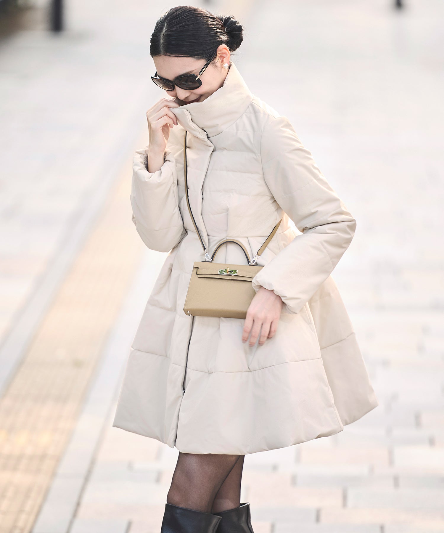 ルイルエブティック RUIRUE BOUTIQUE 洗える ｜ グログラン エレガンス キルトコート ｜ アウター / キルティングコート / ロングコート / エコダウン（エクリュ） エクリュ