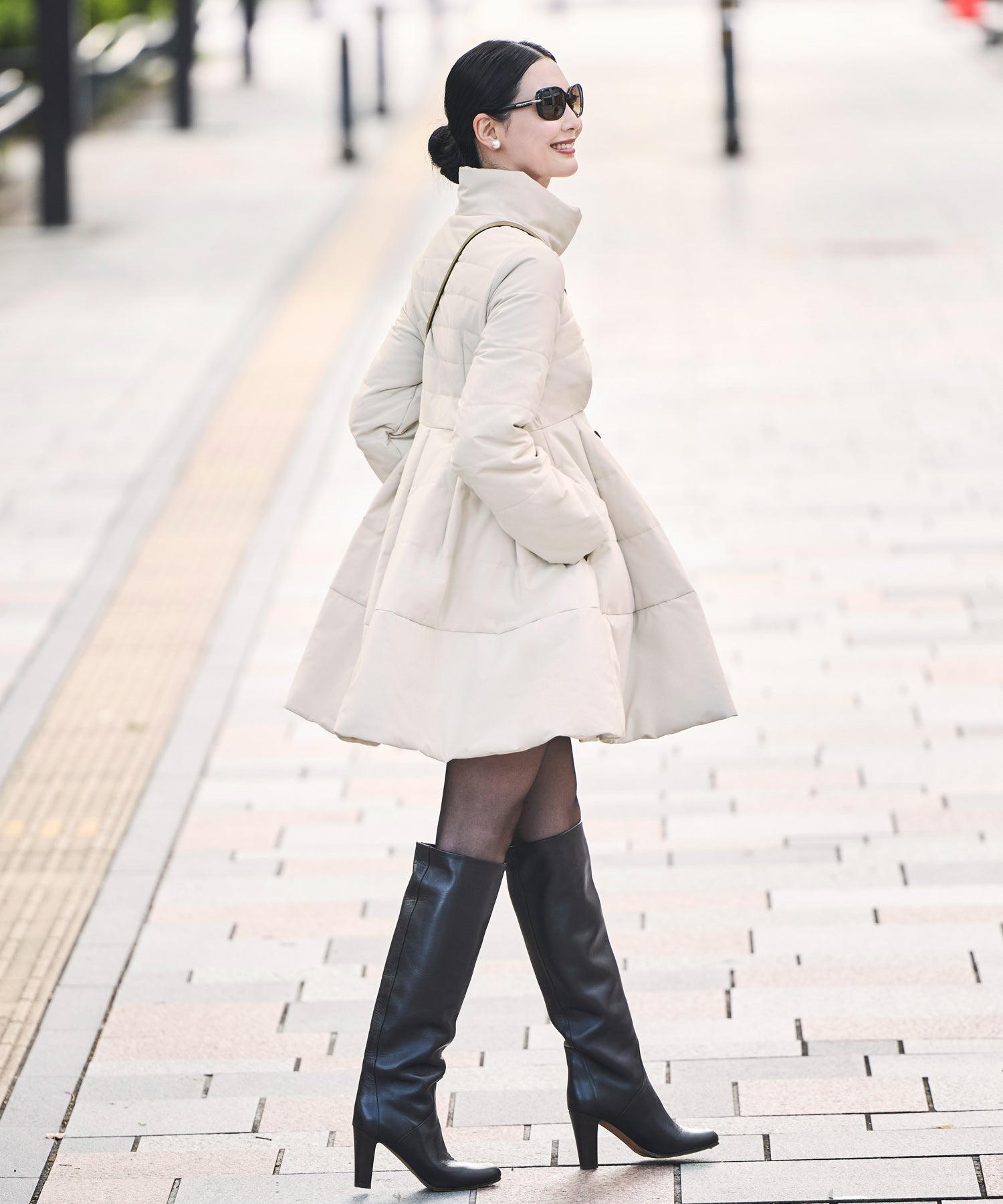 ルイルエブティック RUIRUE BOUTIQUE 洗える ｜ グログラン エレガンス キルトコート ｜ アウター / キルティングコート / ロングコート / エコダウン（エクリュ） エクリュ