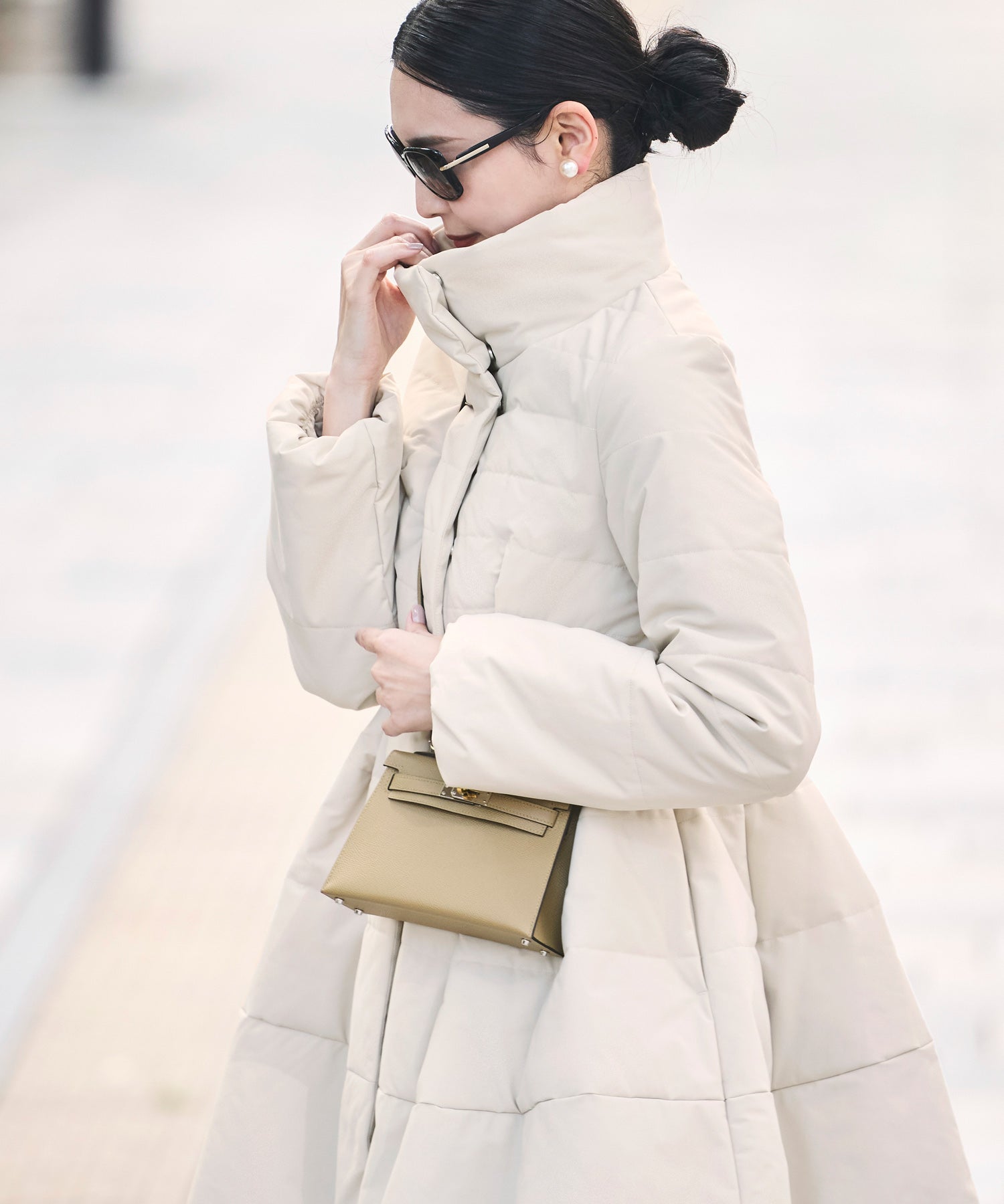 ルイルエブティック RUIRUE BOUTIQUE 洗える ｜ グログラン エレガンス キルトコート ｜ アウター / キルティングコート / ロングコート / エコダウン（エクリュ） エクリュ