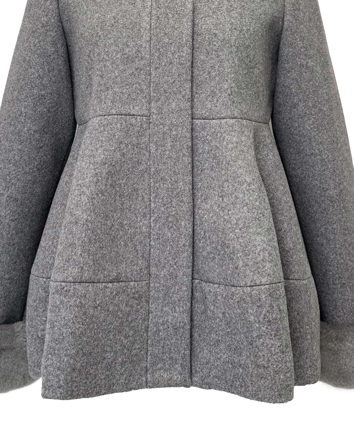 ルイルエブティック RUIRUE BOUTIQUE ニニットメルトン コクーン ペプラム ショートコート ｜ アウター / ウールコート / コート / ショート丈コート / ニットメルトンコート （グレー） グレー