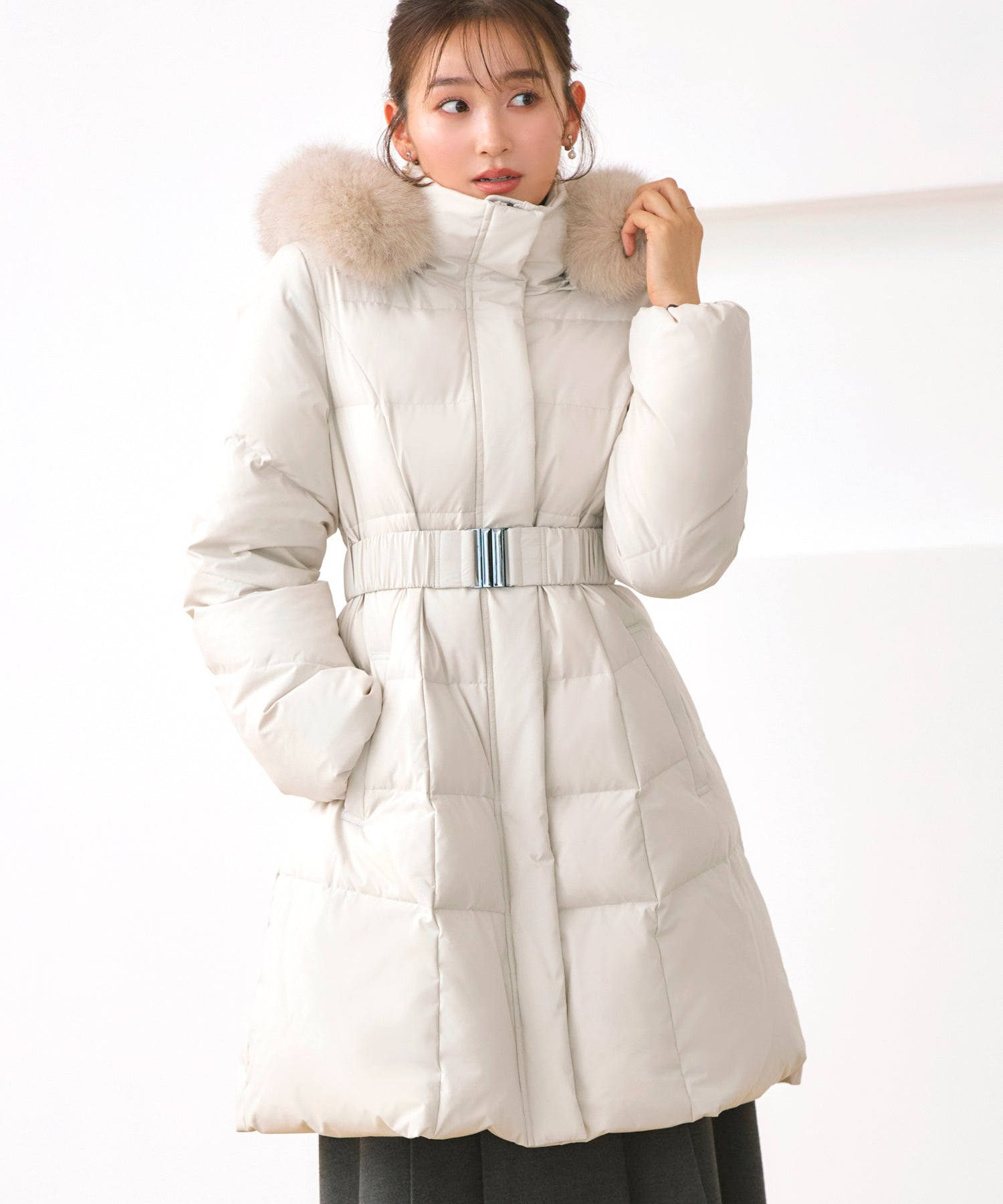 ルイルエブティック RUIRUE BOUTIQUE 洗える / 撥水加工 / 静電気防止 ｜ スタイルアップ ダウンコート ｜ アウター  / ロングダウン  / ロングコート （エクリュ） エクリュ