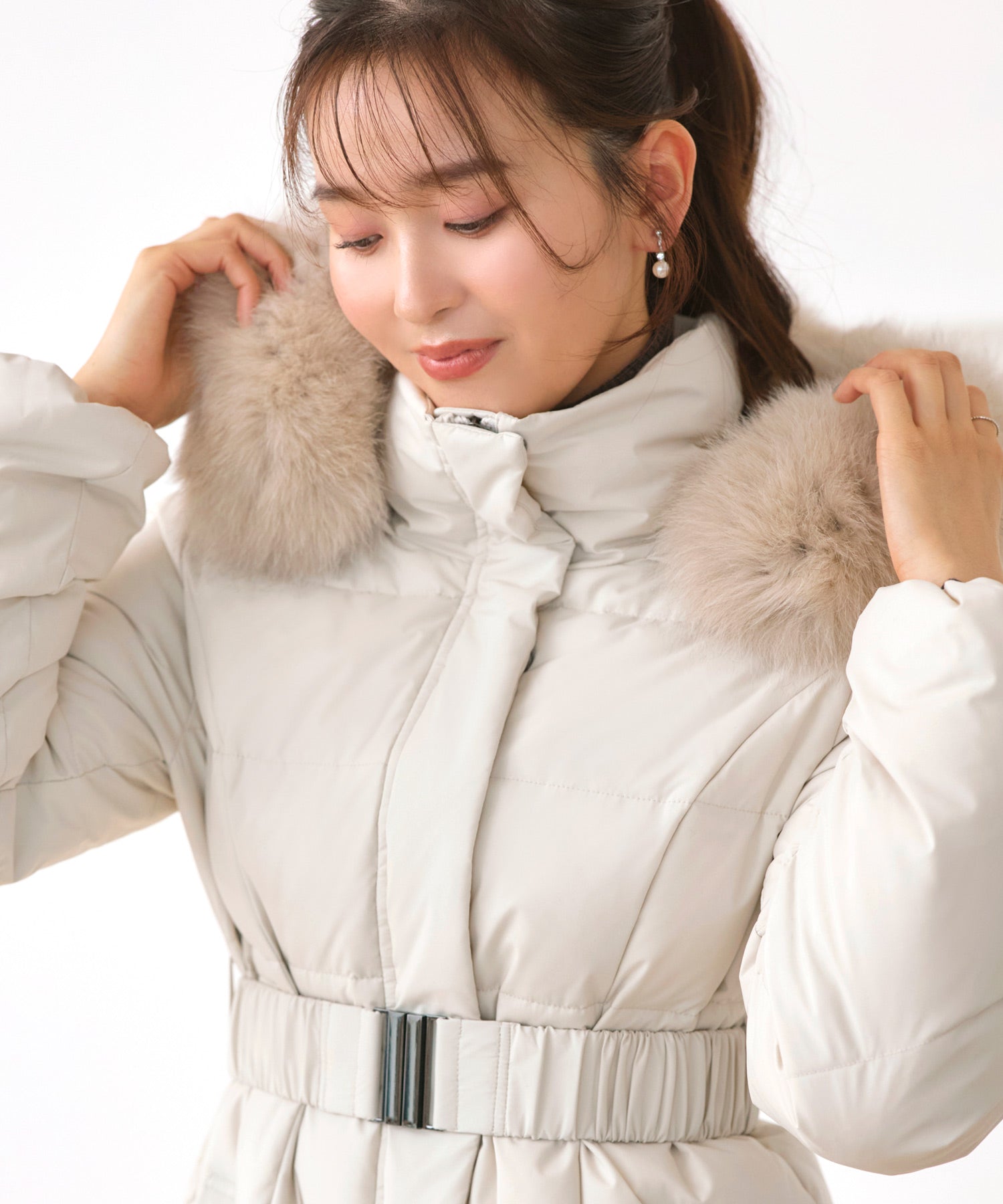 ルイルエブティック RUIRUE BOUTIQUE 洗える / 撥水加工 / 静電気防止 ｜ スタイルアップ ダウンコート ｜ アウター  / ロングダウン  / ロングコート （エクリュ） エクリュ