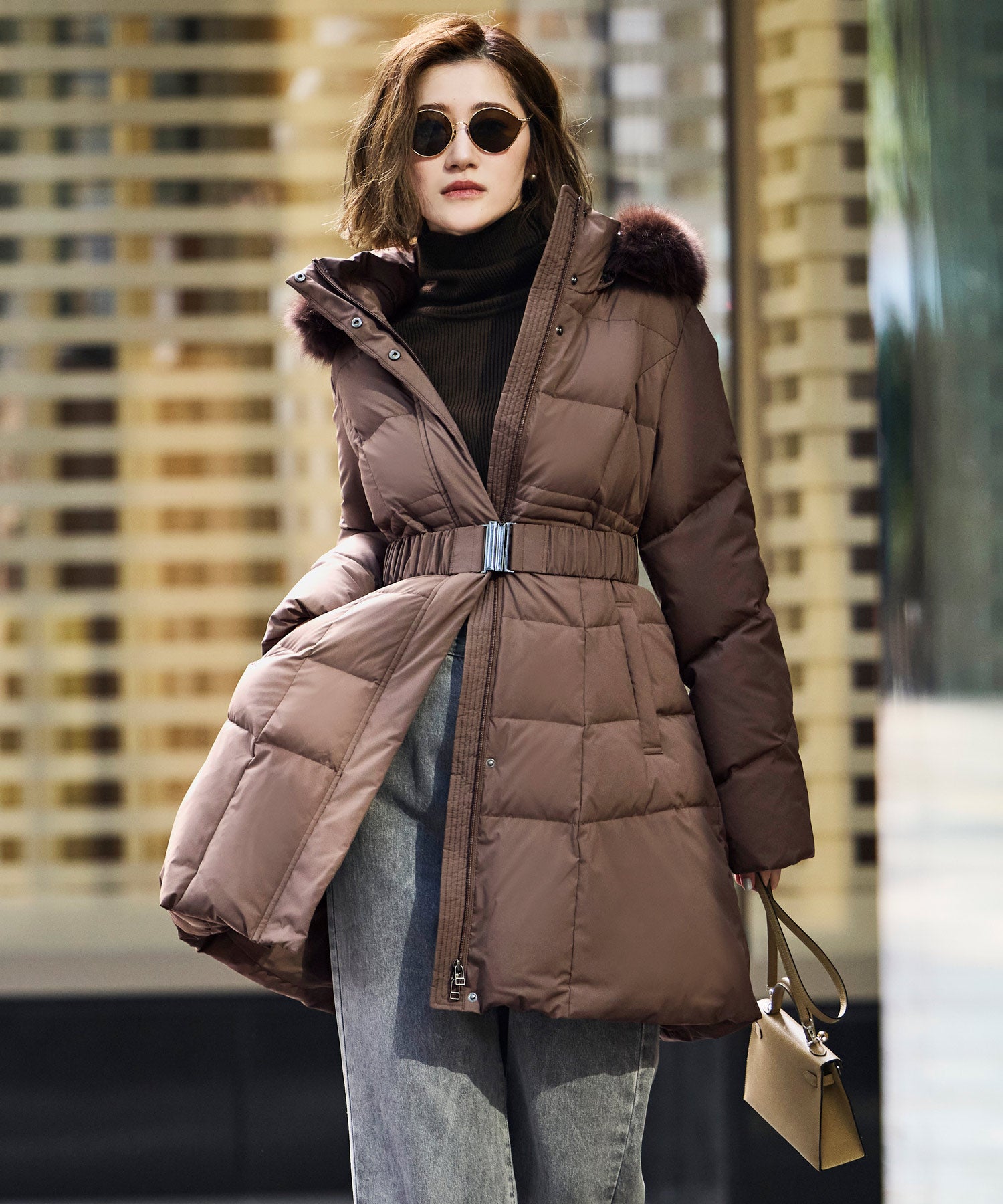 ルイルエブティック RUIRUE BOUTIQUE 洗える / 撥水加工 / 静電気防止 ｜ スタイルアップ ダウンコート ｜ アウター  / ロングダウン  / ロングコート （モカ） モカ