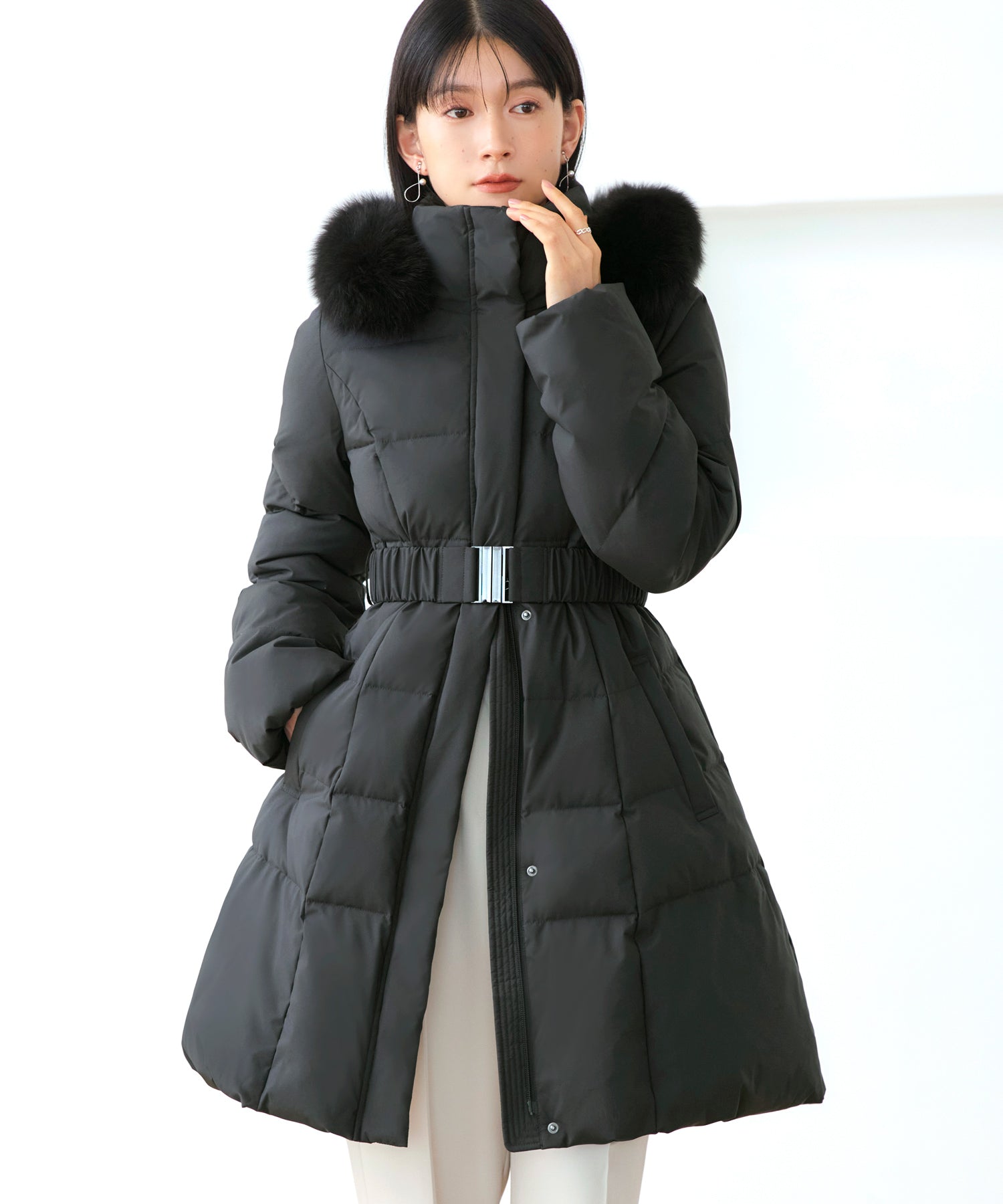 ルイルエブティック RUIRUE BOUTIQUE 洗える / 撥水加工 / 静電気防止 ｜ スタイルアップ ダウンコート ｜ アウター  / ロングダウン  / ロングコート （チャコールグレー） チャコールグレー