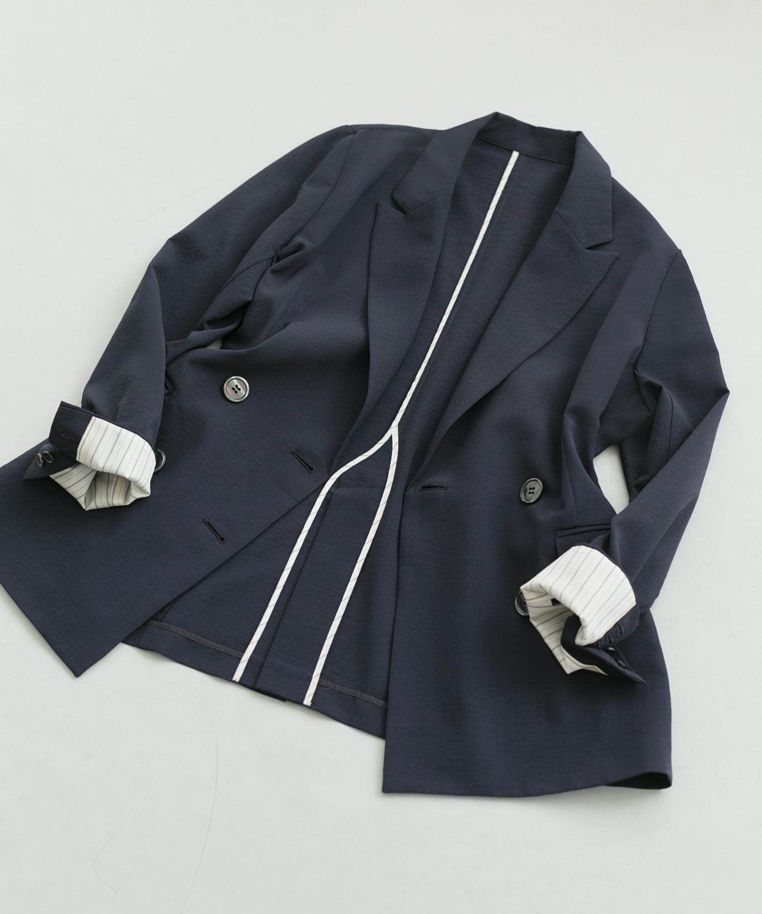 ルイルエブティック RUIRUE BOUTIQUE 選べる袖丈リネンライクテーラードジャケット （半袖/ブラック） 半袖/ブラック