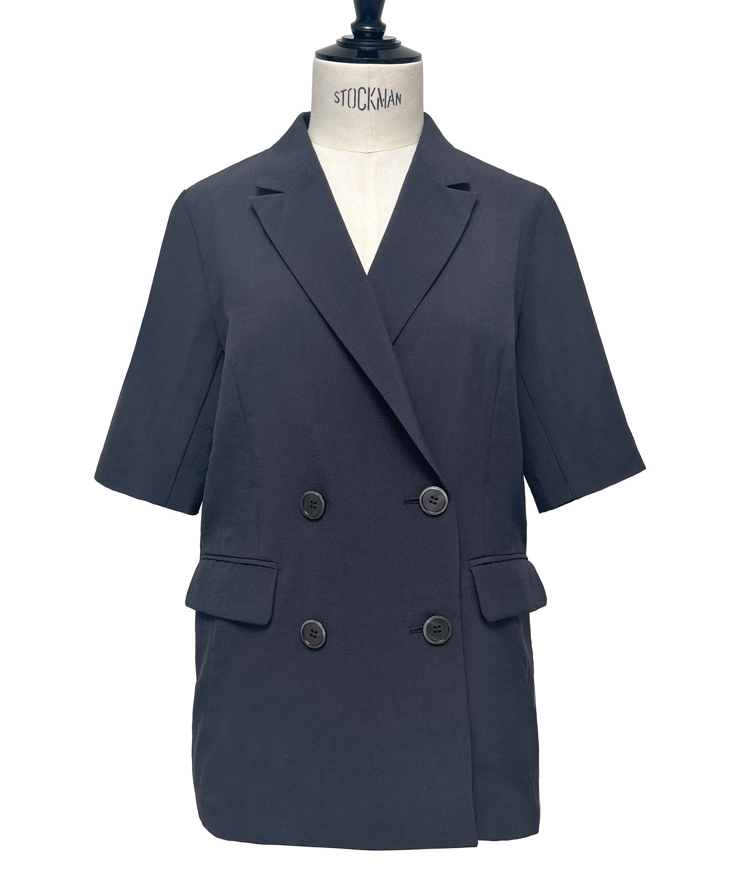 ルイルエブティック RUIRUE BOUTIQUE 選べる袖丈リネンライクテーラードジャケット （半袖/ブラック） 半袖/ブラック