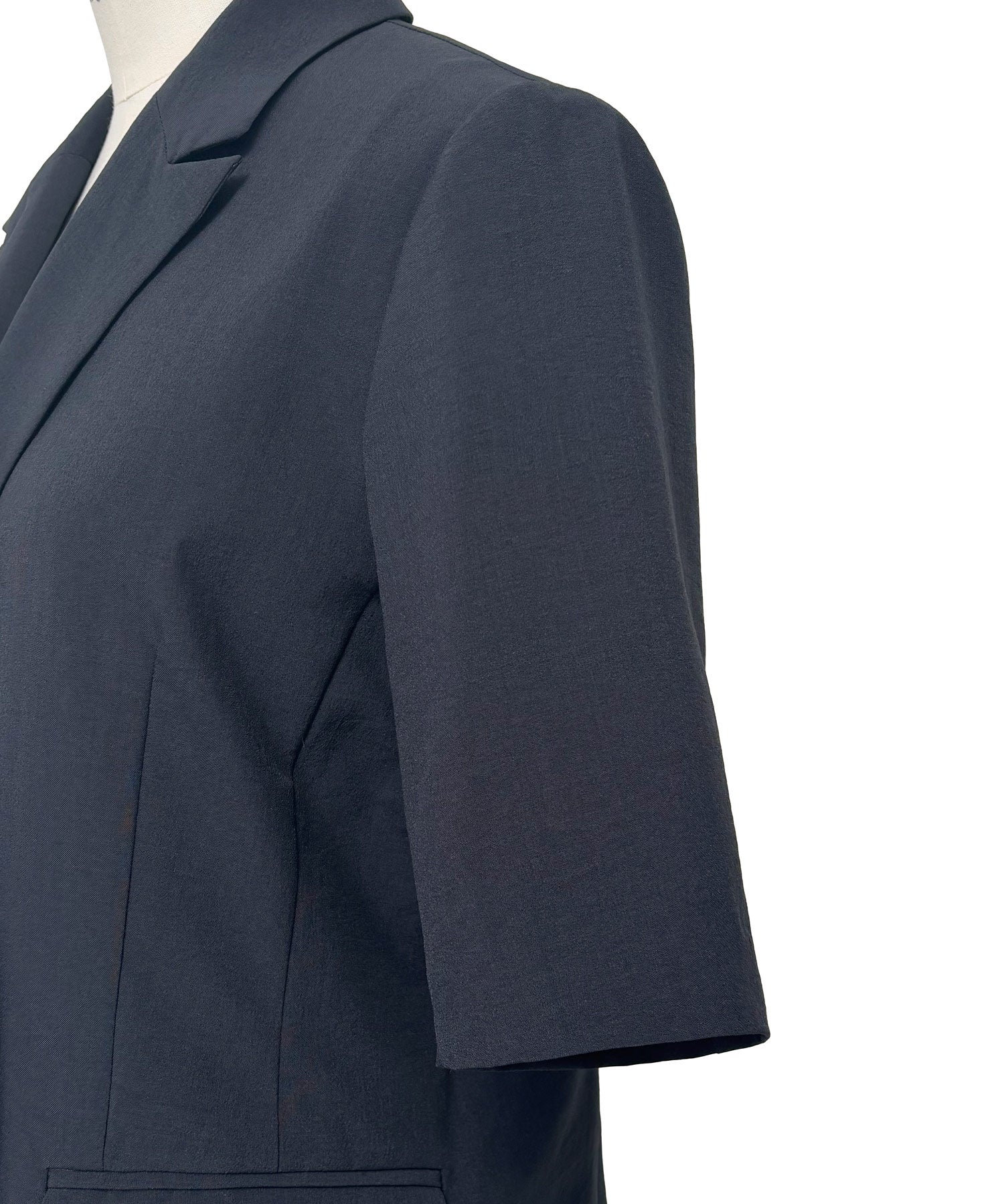 ルイルエブティック RUIRUE BOUTIQUE 選べる袖丈リネンライクテーラードジャケット （半袖/ブラック） 半袖/ブラック