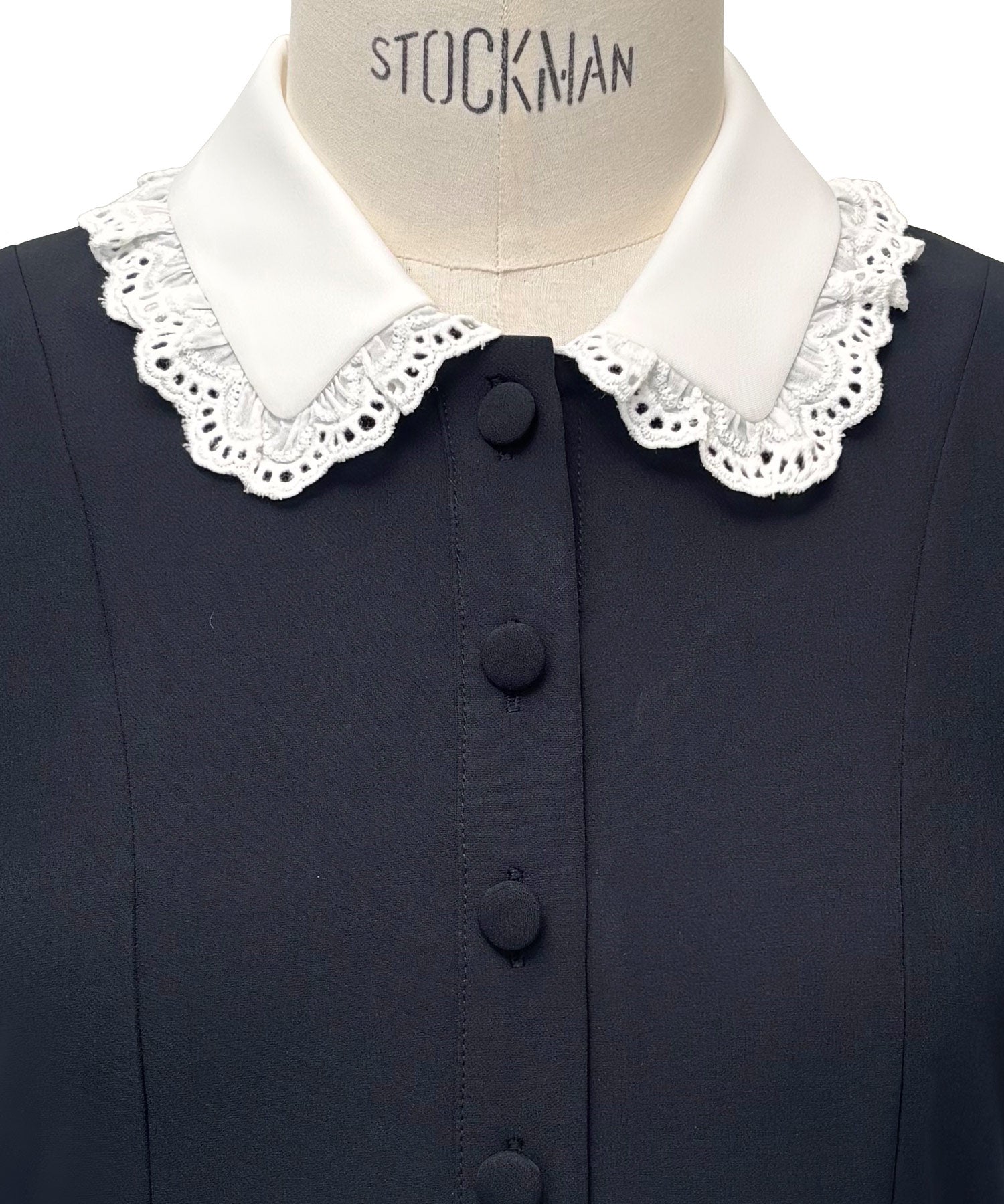 ルイルエブティック RUIRUE BOUTIQUE ストレッチ ｜ バイカラー クラシック ワンピース ｜ 夏ワンピース・ロングワンピース・シャツワンピース・デザインワンピース・襟付きワンピース・マーメイドスカート （アイボリー） アイボリー