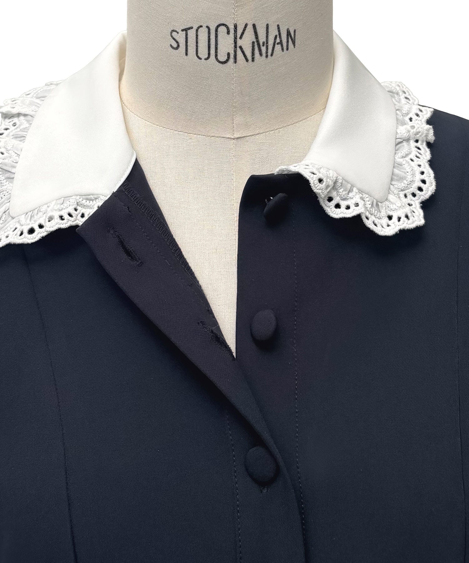 ルイルエブティック RUIRUE BOUTIQUE ストレッチ ｜ バイカラー クラシック ワンピース ｜ 夏ワンピース・ロングワンピース・シャツワンピース・デザインワンピース・襟付きワンピース・マーメイドスカート （アイボリー） アイボリー