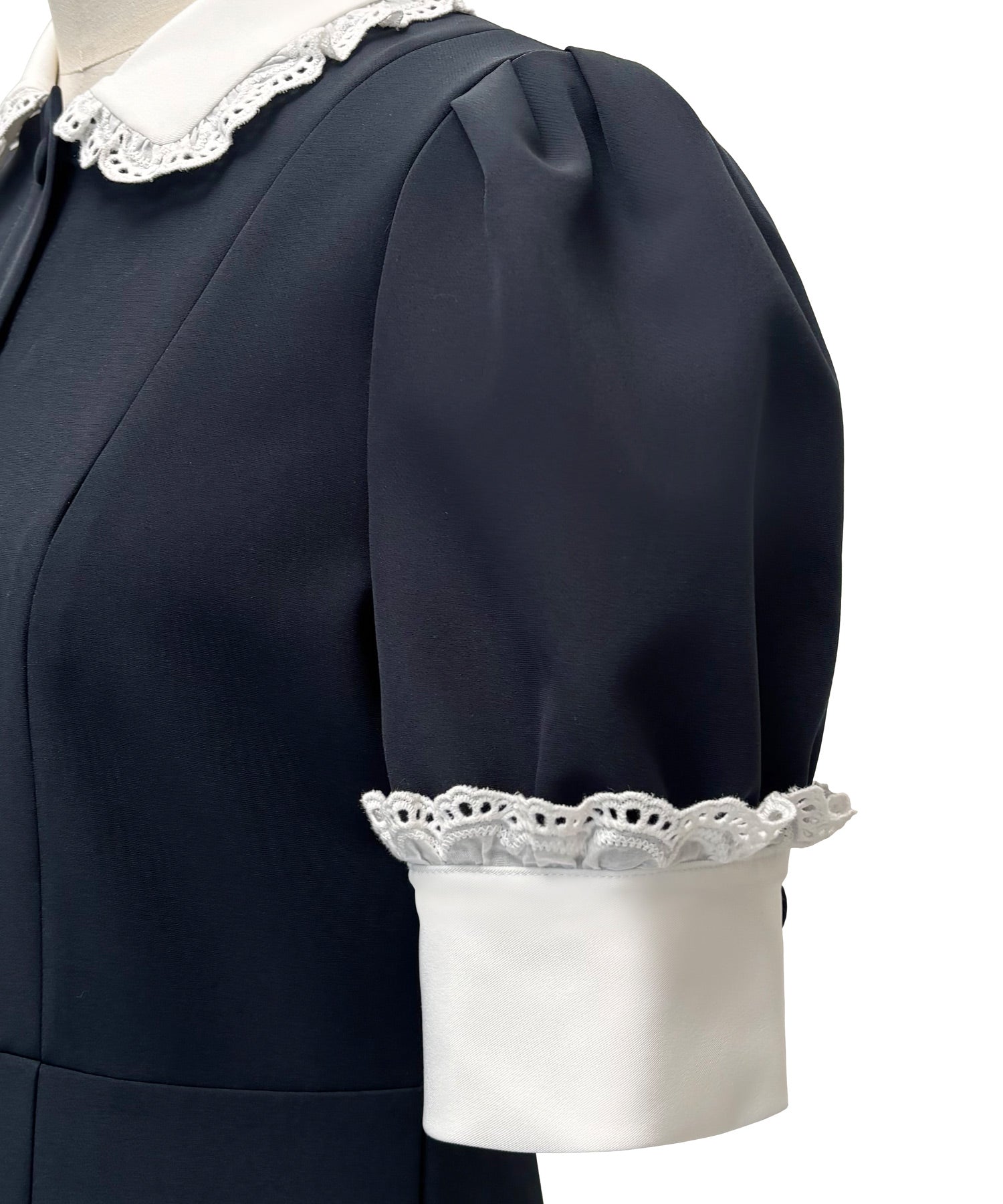 ルイルエブティック RUIRUE BOUTIQUE ストレッチ ｜ バイカラー クラシック ワンピース ｜ 夏ワンピース・ロングワンピース・シャツワンピース・デザインワンピース・襟付きワンピース・マーメイドスカート （アイボリー） アイボリー