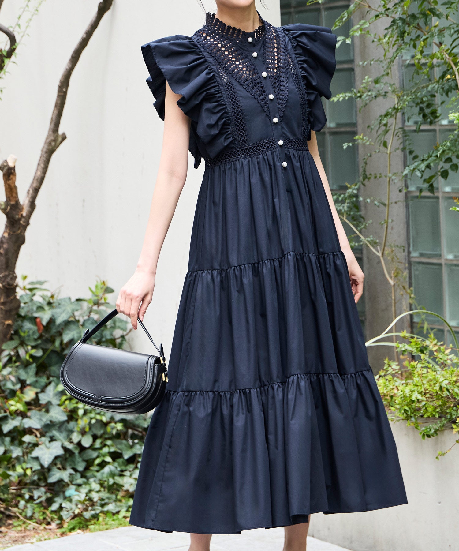 ルイルエブティック RUIRUE BOUTIQUE 洗える ｜ ティアード ボリューム シャツワンピース ｜ ワンピース・夏ワンピース・ロングワンピース・リゾートワンピース・レースワンピース・ティアードスカート・フレアスカート （オフホワイト） オフホワイト