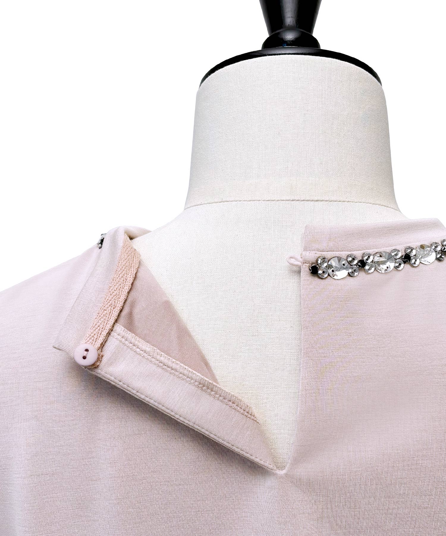 ルイルエブティック RUIRUE BOUTIQUE 洗える ストレッチ ｜ ドレスTシャツ ( ビジュー リボン ) ｜ トップス・Tシャツ・カットソー・半袖Tシャツ・きれいめTシャツ・白Tシャツ） （ブラック） ブラック