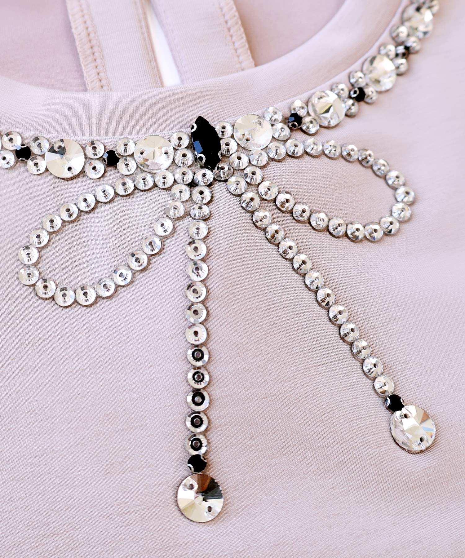 ルイルエブティック RUIRUE BOUTIQUE 洗える ストレッチ ｜ ドレスTシャツ ( ビジュー リボン ) ｜ トップス・Tシャツ・カットソー・半袖Tシャツ・きれいめTシャツ・白Tシャツ） （ブラック） ブラック