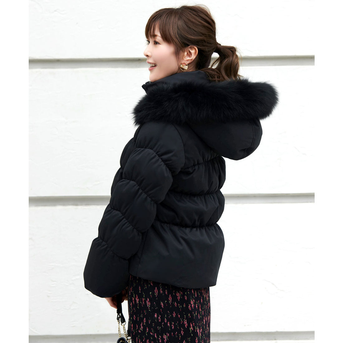 ルイルエブティック RUIRUE BOUTIQUE フォックスファーシャーリングダウンジャケット （ブラック/BL） ブラック