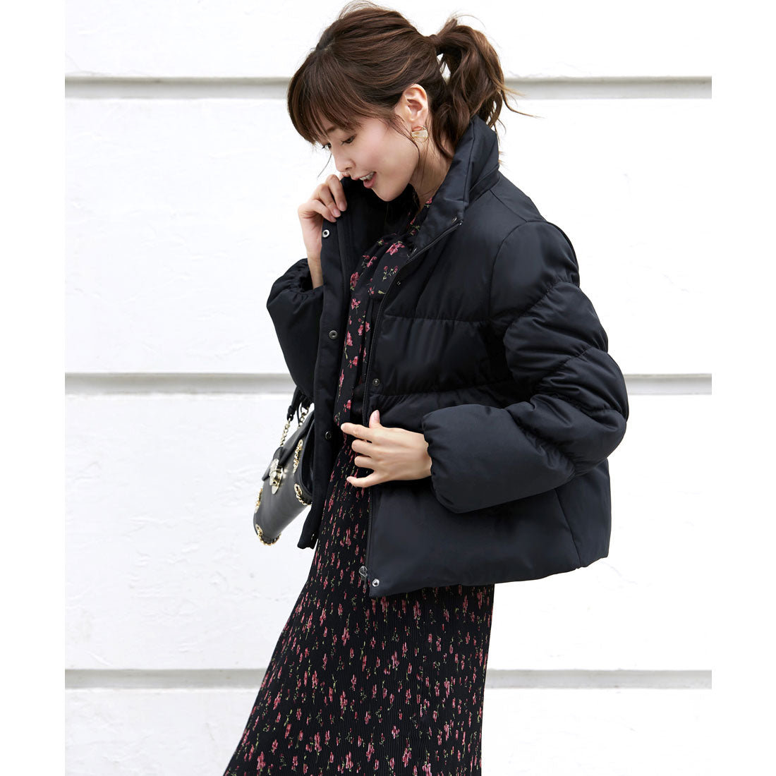 ルイルエブティック RUIRUE BOUTIQUE フォックスファーシャーリングダウンジャケット （ブラック/BL） ブラック