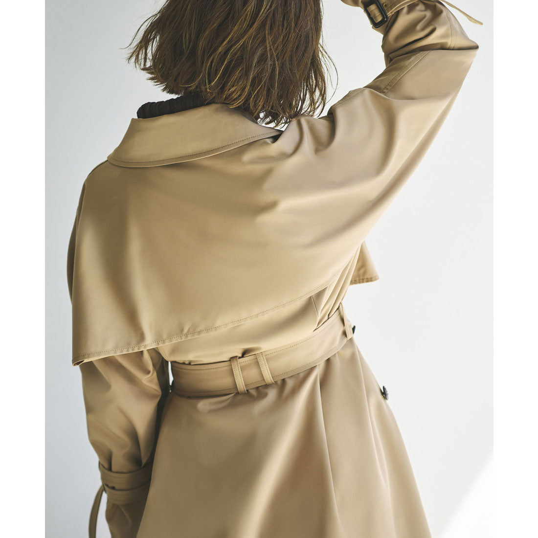 ルイルエブティック RUIRUE BOUTIQUE サイドラインロングトレンチコート ｜ レディース アウター ボリュームスリーブ 羽織 フード 体型カバー 保温 暖かい 軽量 ライトアウター （ベージュ） ベージュ