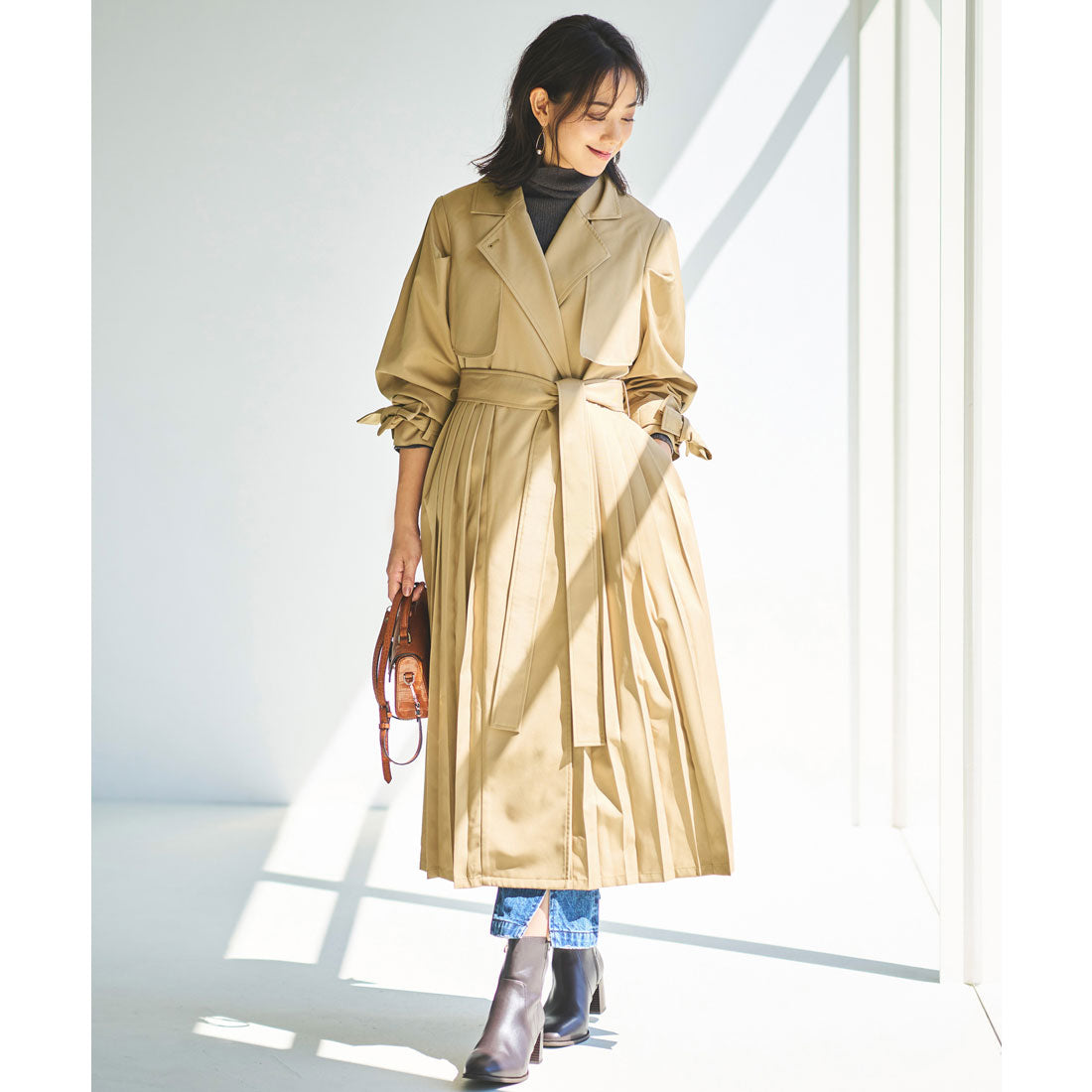 ルイルエブティック RUIRUE BOUTIQUE パワーパフスリーブ プリーツトレンチコート