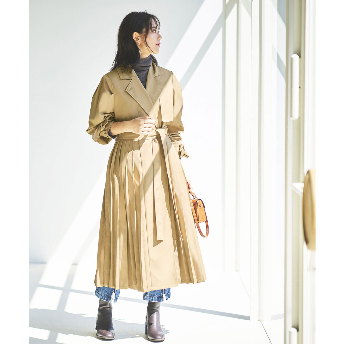 ルイルエブティック RUIRUE BOUTIQUE パワーパフスリーブ プリーツトレンチコート