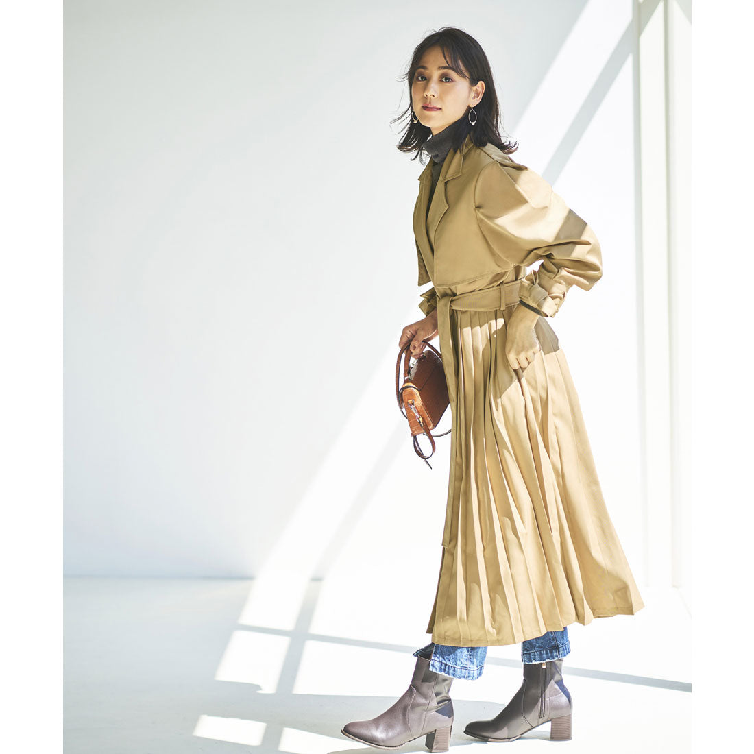 ルイルエブティック RUIRUE BOUTIQUE パワーパフスリーブ プリーツトレンチコート