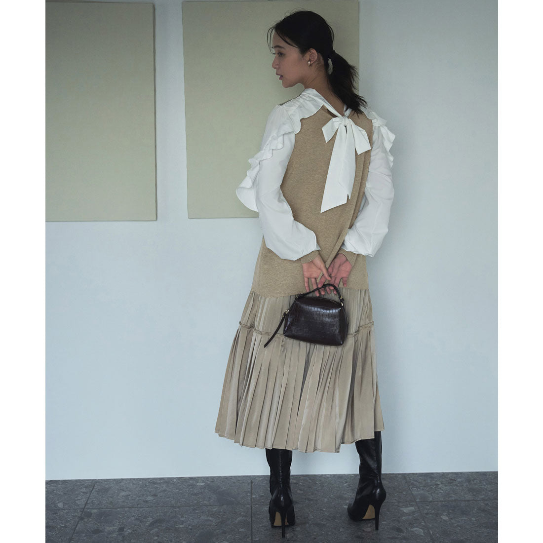 ルイルエブティック RUIRUE BOUTIQUE フリルスリーブプルオーバーニット