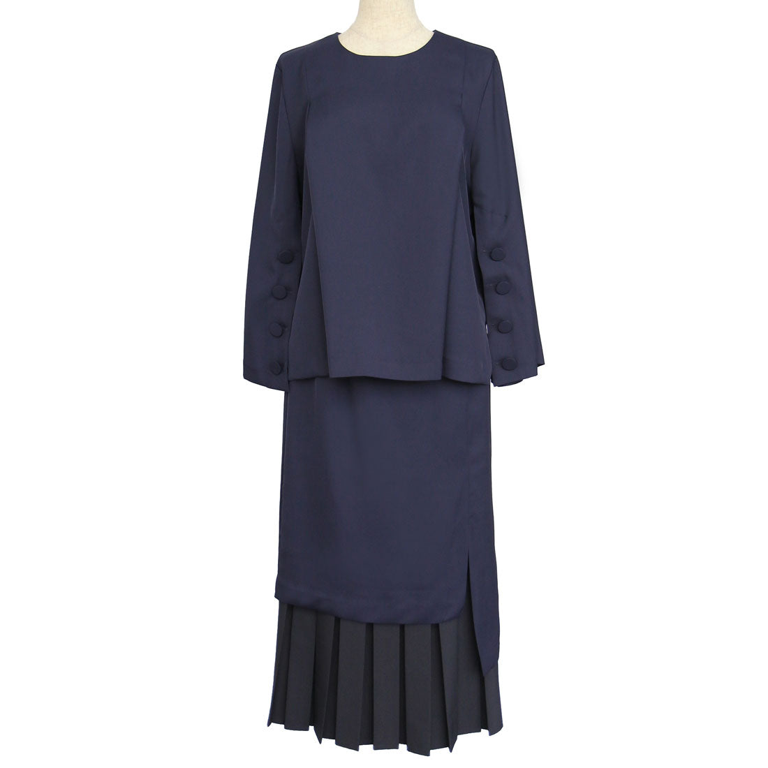 ルイルエブティック RUIRUE BOUTIQUE ベルスリーブトップス&プリーツヘムタイトスカートセットアップ