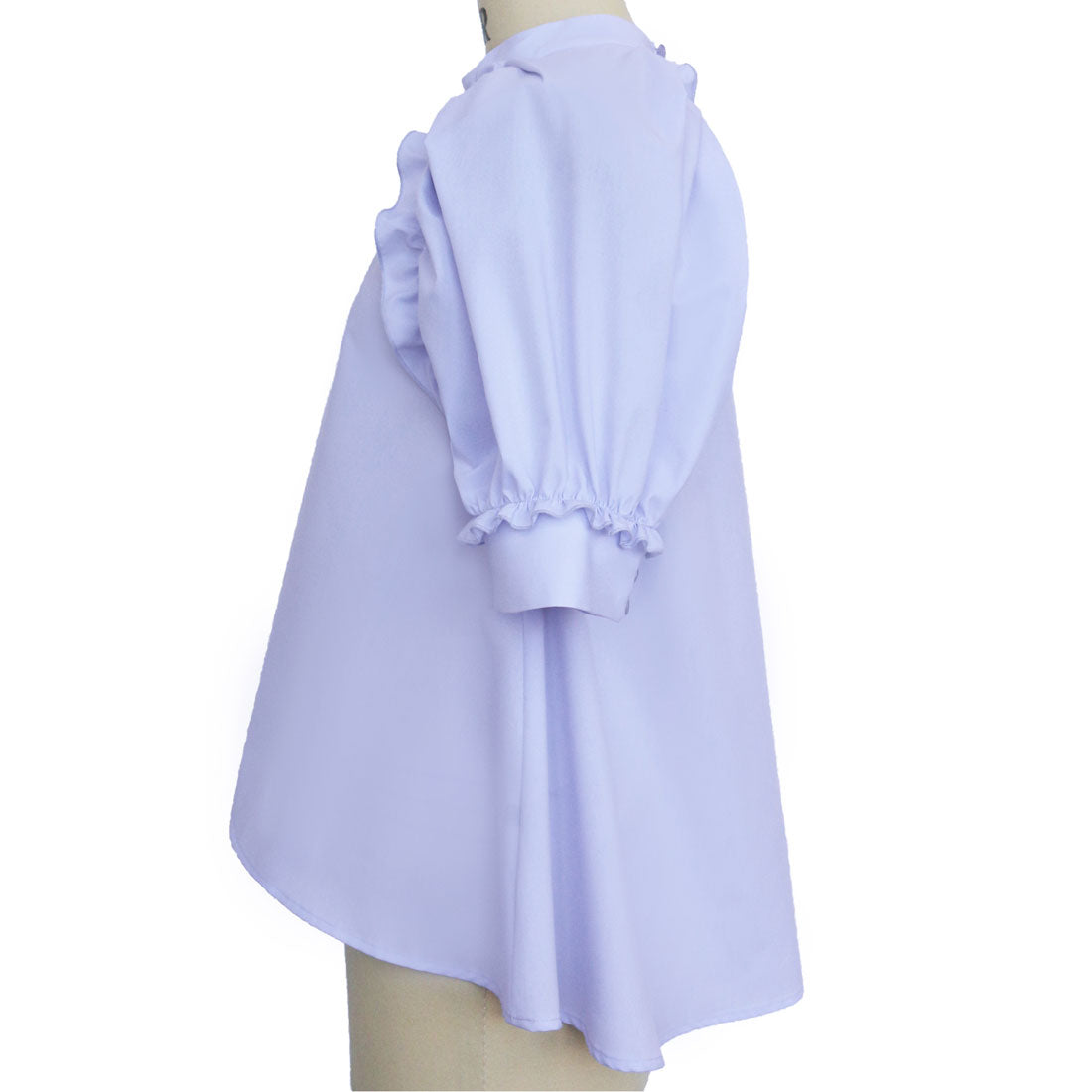 ルイルエブティック RUIRUE BOUTIQUE 洗える ｜ スタンドカラータック&ギャザーフリルブラウス ｜ 半袖 スタンドカラー トップス 体型カバー フリル ボリューム袖 オフィスカジュアル 通勤服 華やか ブラウス （ブラック） ブラック