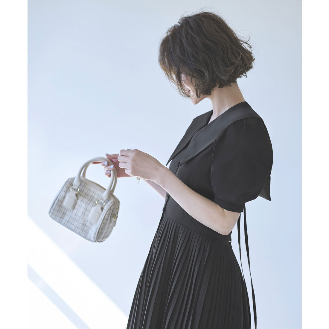 ルイルエブティック RUIRUE BOUTIQUE ビッグカラーティアードプリーツワンピース