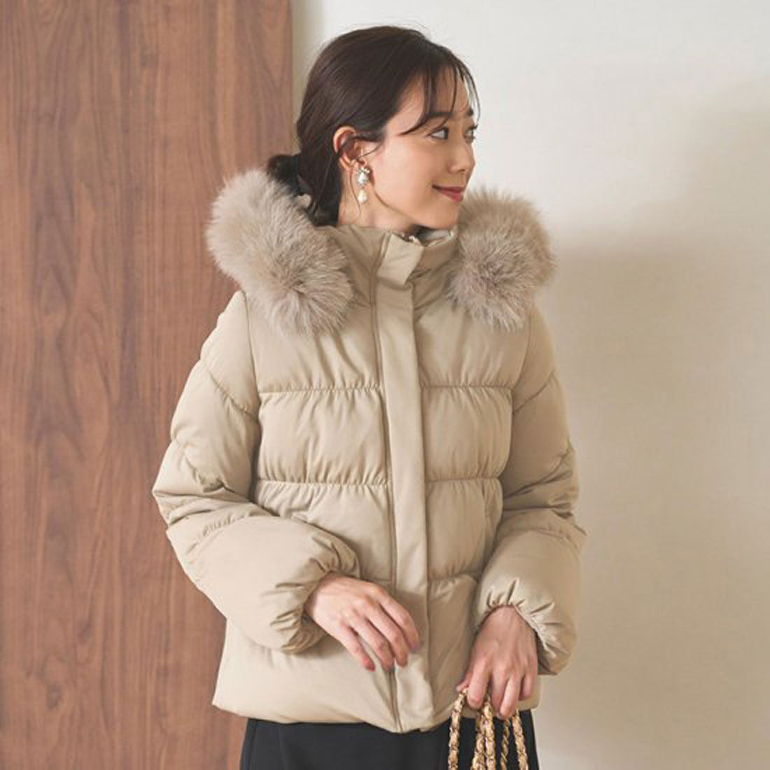 ルイルエブティック RUIRUE BOUTIQUE フォックスファーシャーリングダウンジャケット （ベージュ） ベージュ