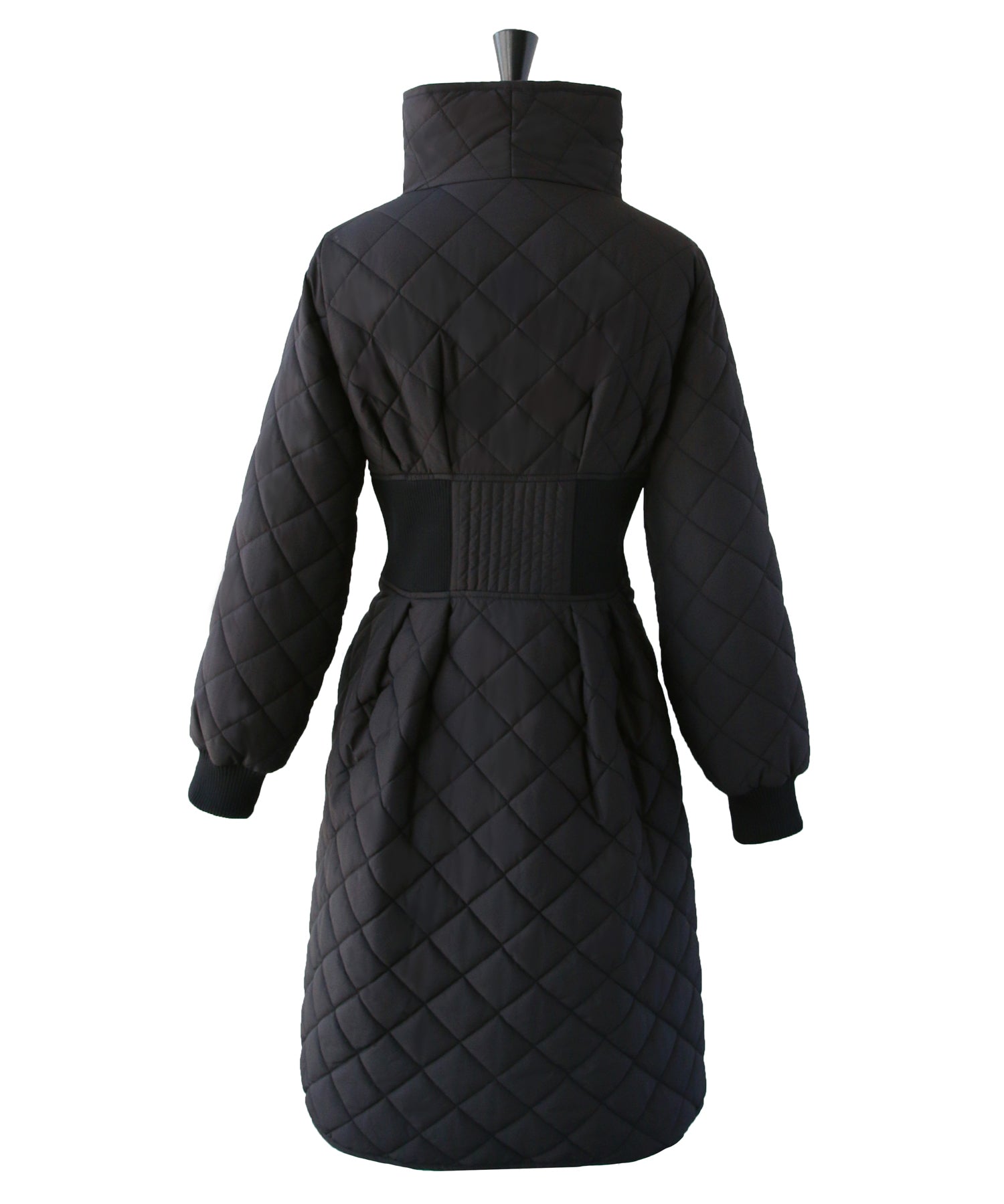 ルイルエブティック RUIRUE BOUTIQUE ライトサーモキルティングサイドリブコート ｜ レディース アウター 羽織 体型カバー 保温 暖かい 軽量 ロングコート ミドルコート フード ライトサーモ ダウン風コート 中綿 ダイヤキルト キルティング （ブラック） ブラック