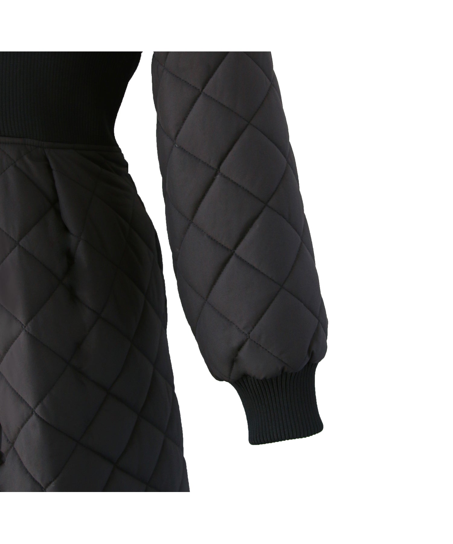 ルイルエブティック RUIRUE BOUTIQUE ライトサーモキルティングサイドリブコート ｜ レディース アウター 羽織 体型カバー 保温 暖かい 軽量 ロングコート ミドルコート フード ライトサーモ ダウン風コート 中綿 ダイヤキルト キルティング （ブラック） ブラック