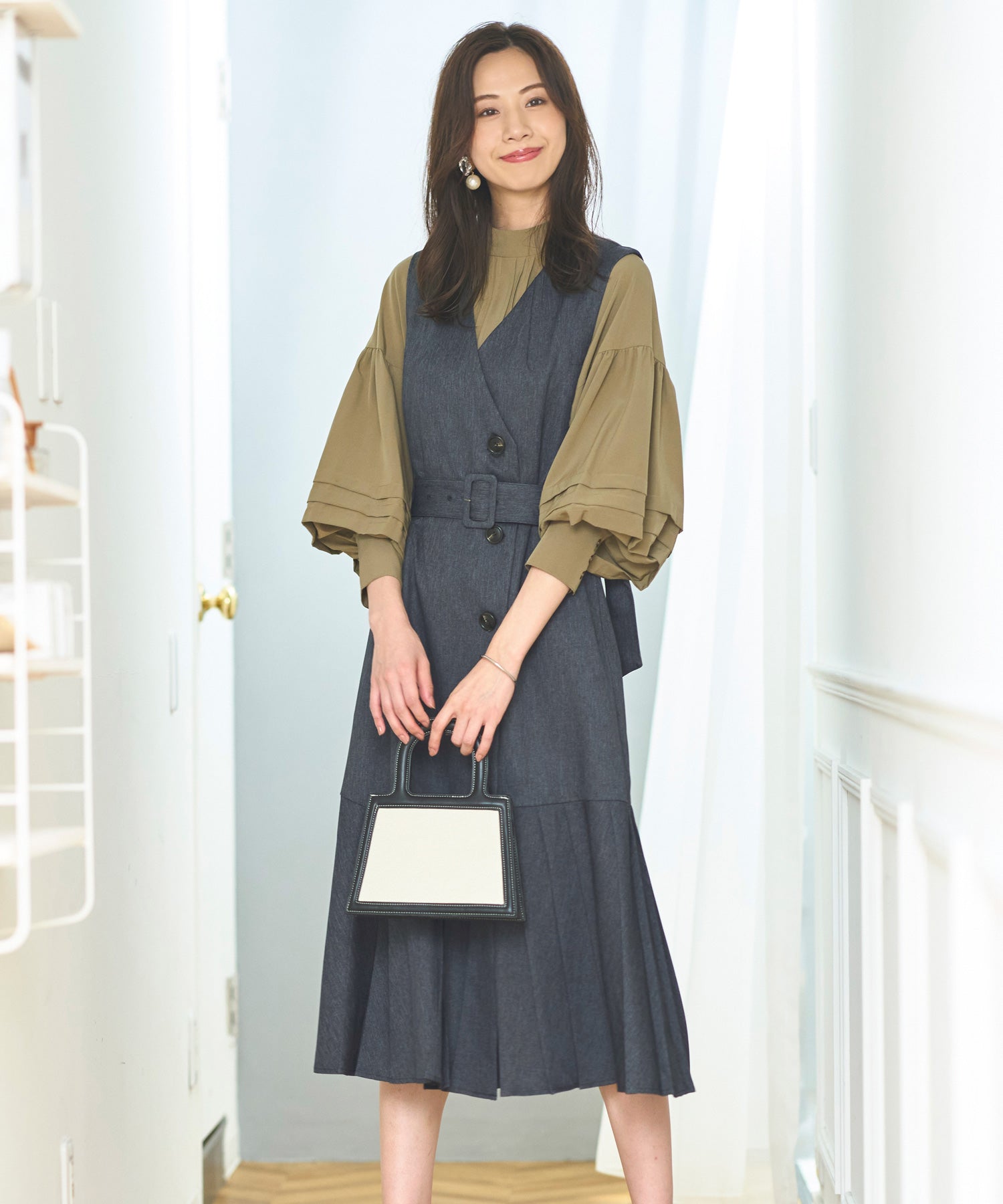 ルイルエブティック RUIRUE BOUTIQUE マルチwaySTYLE タックブラウス＆プリーツヘムワンピース