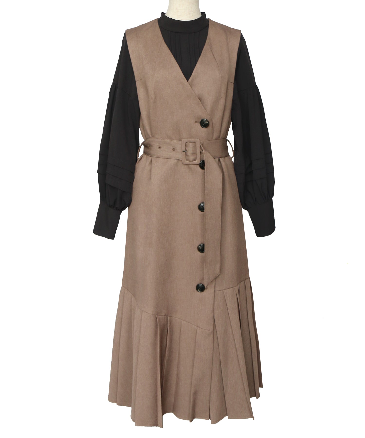 ルイルエブティック RUIRUE BOUTIQUE マルチwaySTYLE タックブラウス＆プリーツヘムワンピース