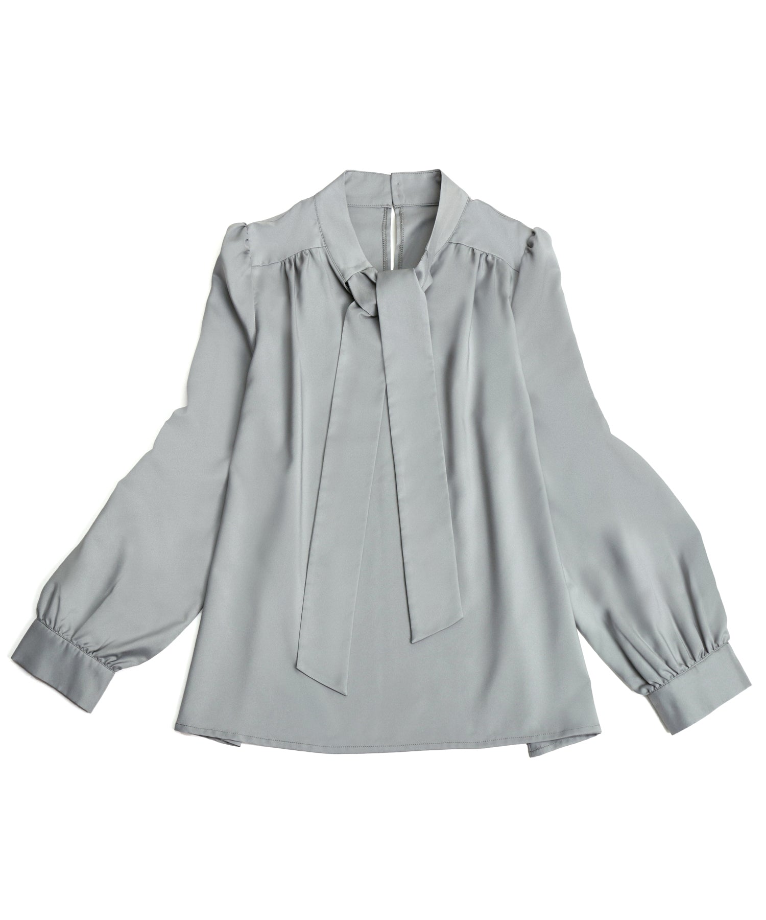ルイルエブティック RUIRUE BOUTIQUE 洗える ｜ 長袖ボウタイリボンブラウス ｜ 長袖 トップス 体型カバー オフィスカジュアル 通勤服 華やか ボウタイ リボン ブラウス （グレーカーキ） グレーカーキ