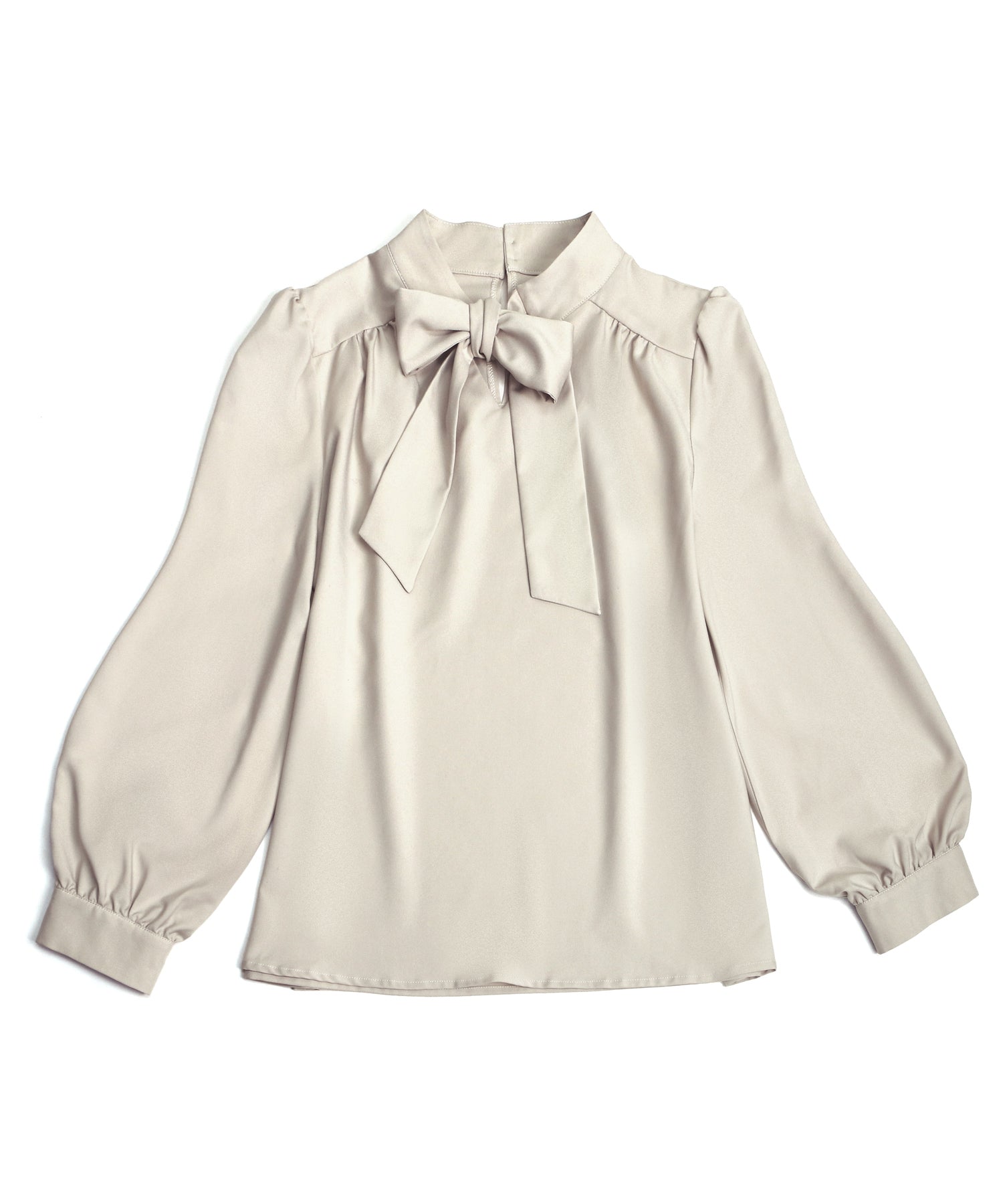 ルイルエブティック RUIRUE BOUTIQUE 洗える ｜ 長袖ボウタイリボンブラウス ｜ 長袖 トップス 体型カバー オフィスカジュアル 通勤服 華やか ボウタイ リボン ブラウス （ベージュ） ベージュ