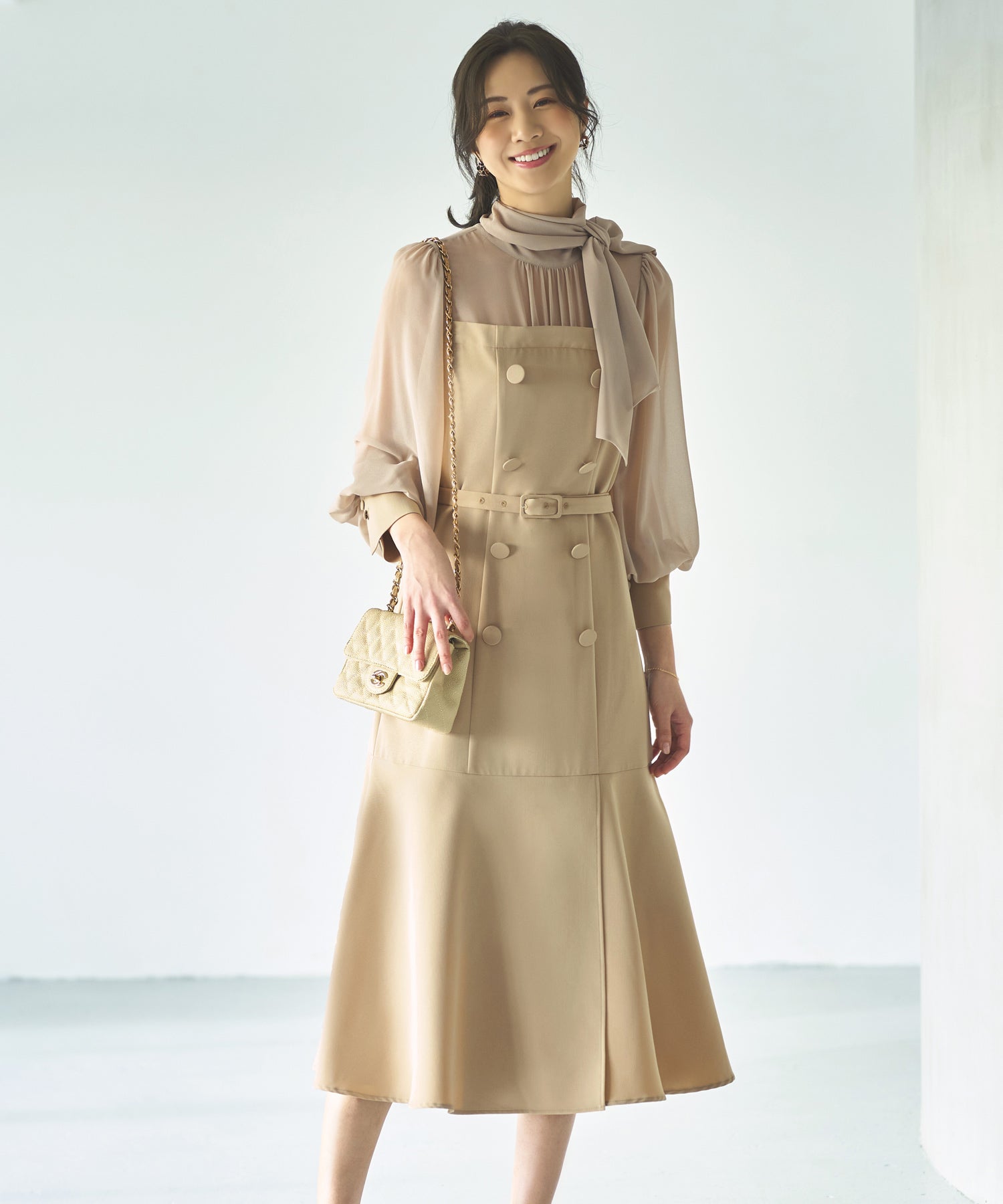 ルイルエブティック RUIRUE BOUTIQUE ハイネックリボンマーメイドワンピース