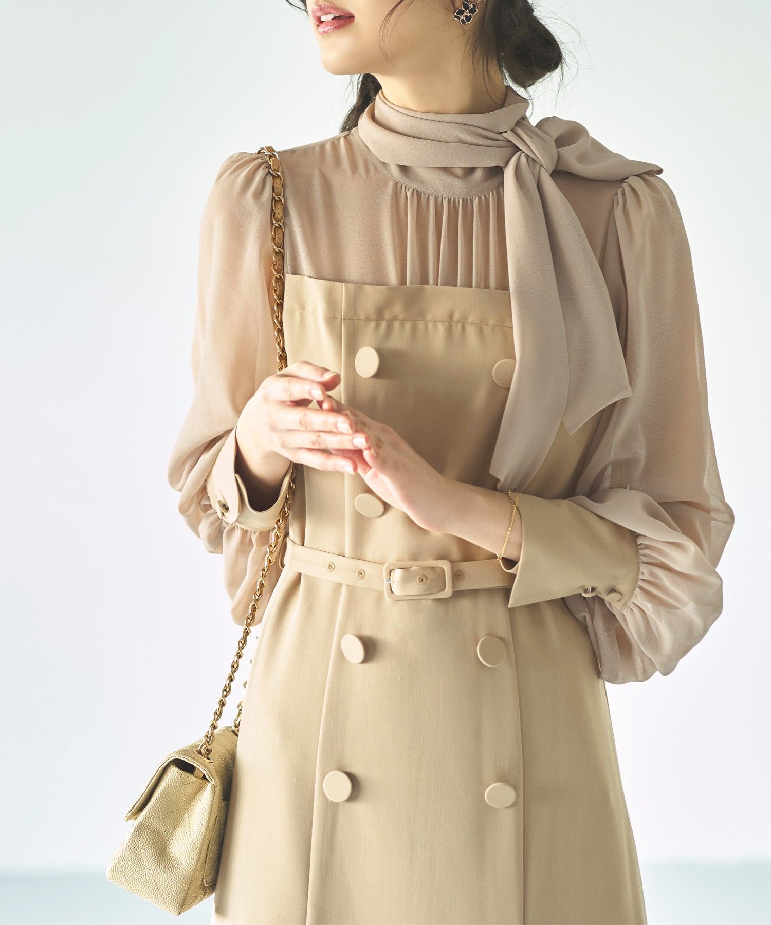 ルイルエブティック RUIRUE BOUTIQUE ハイネックリボンマーメイドワンピース