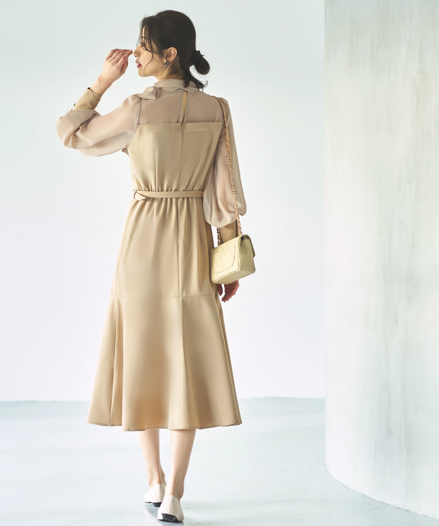 ルイルエブティック RUIRUE BOUTIQUE ハイネックリボンマーメイドワンピース