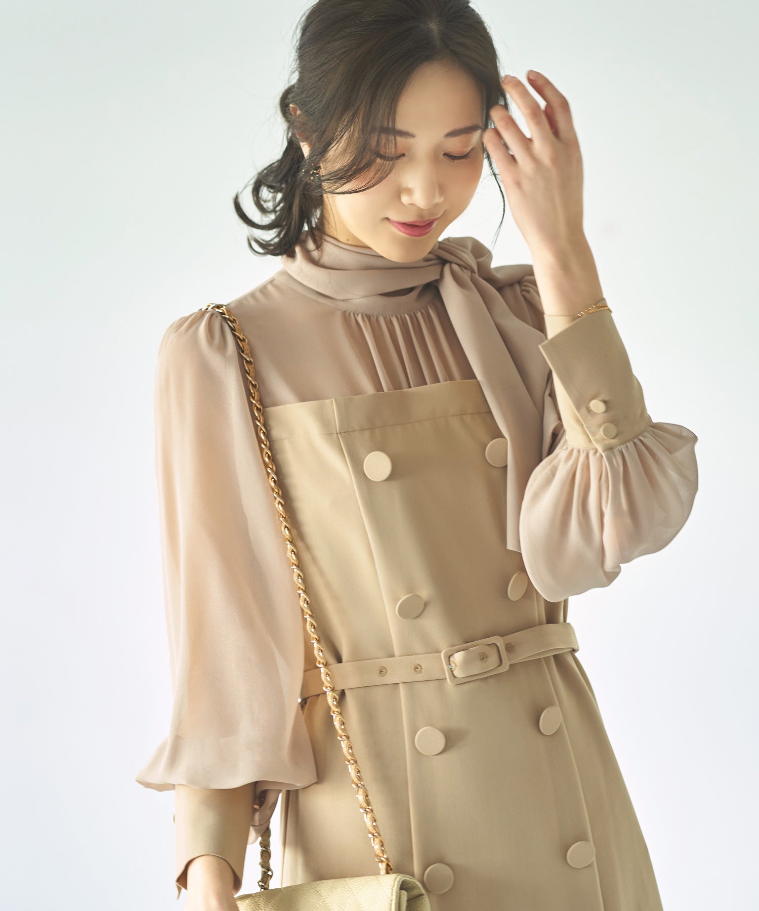 ルイルエブティック RUIRUE BOUTIQUE ハイネックリボンマーメイドワンピース