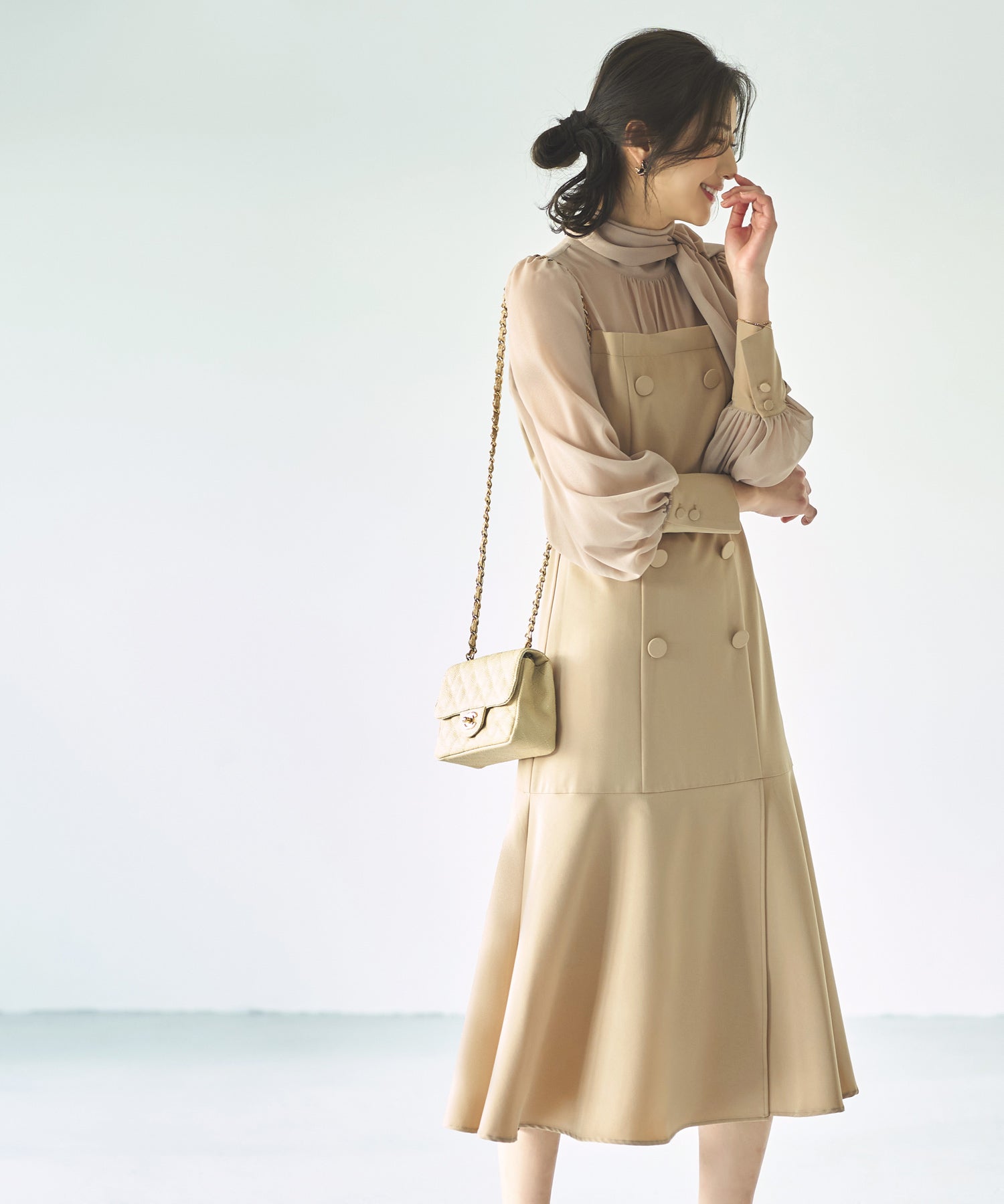 ルイルエブティック RUIRUE BOUTIQUE ハイネックリボンマーメイドワンピース