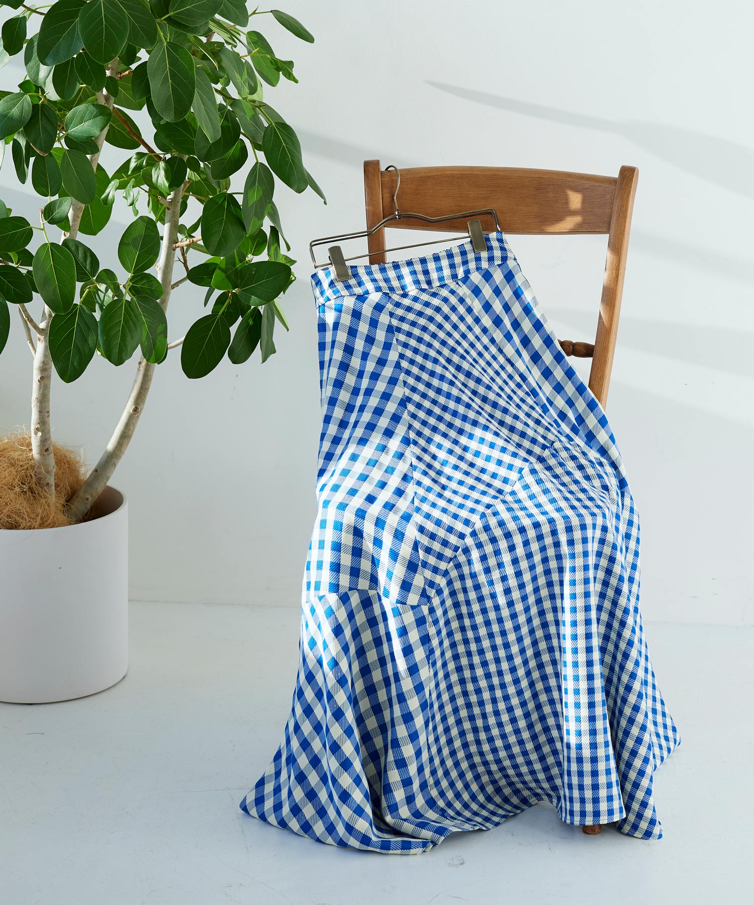 RUIRUE BOUTIQUE Mixed Gingham Check Flared Skirt