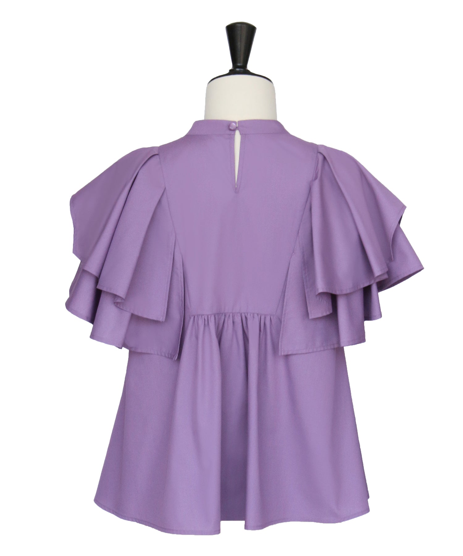 ルイルエブティック RUIRUE BOUTIQUE レイヤードケープ・キーネックブラウス ｜ 半袖 キーネック トップス 体型カバー オフィスカジュアル ボリュームスリーブ レイヤード ケープ 通勤服 華やか ブラウス （グレージュ） グレージュ