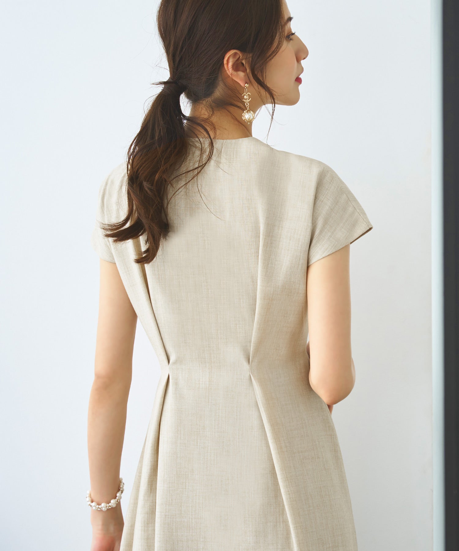 ルイルエブティック RUIRUE BOUTIQUE カシュクールフレンチワンピース （ベージュ） ベージュ