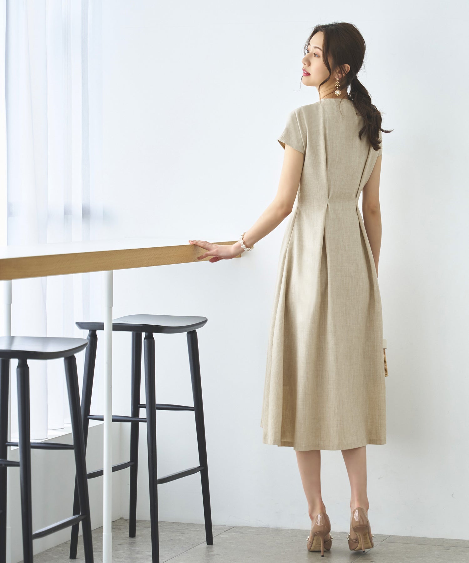 ルイルエブティック RUIRUE BOUTIQUE カシュクールフレンチワンピース （ベージュ） ベージュ