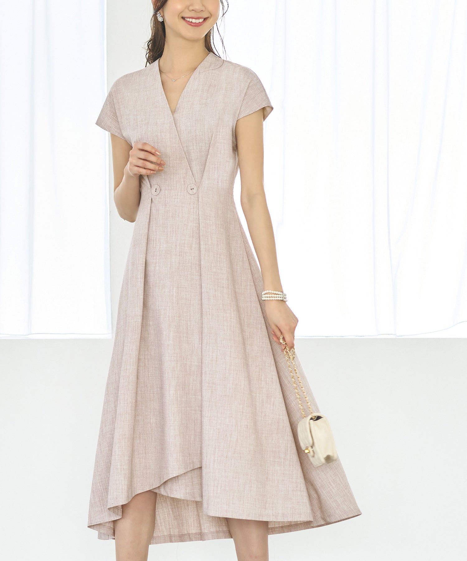 ルイルエブティック RUIRUE BOUTIQUE カシュクールフレンチワンピース （ライトブラウン） ライトブラウン