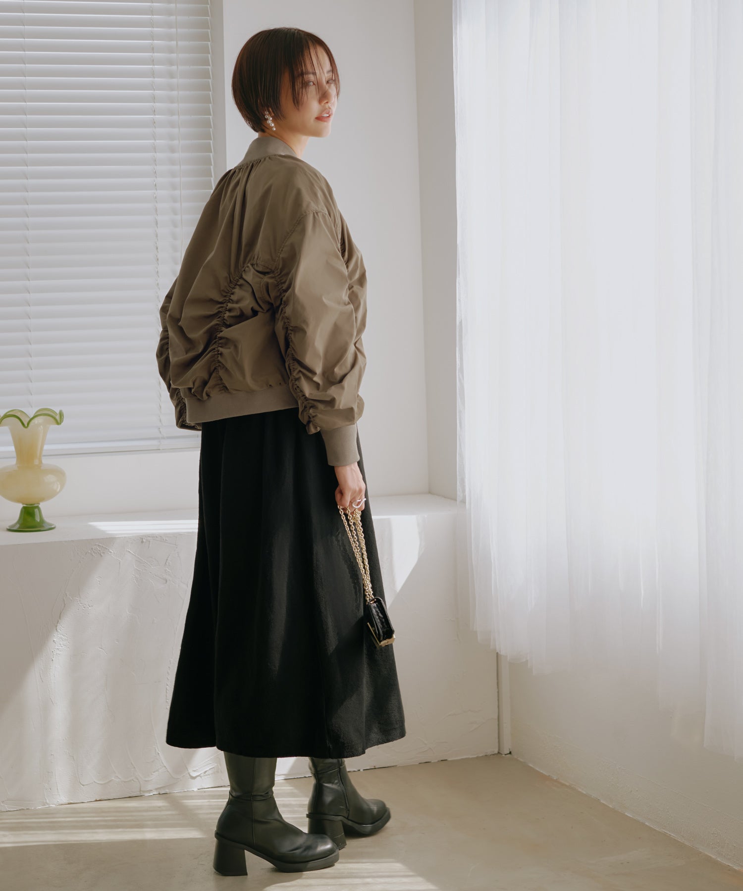 ルイルエブティック RUIRUE BOUTIQUE シャーリングオーバーサイズブルゾン