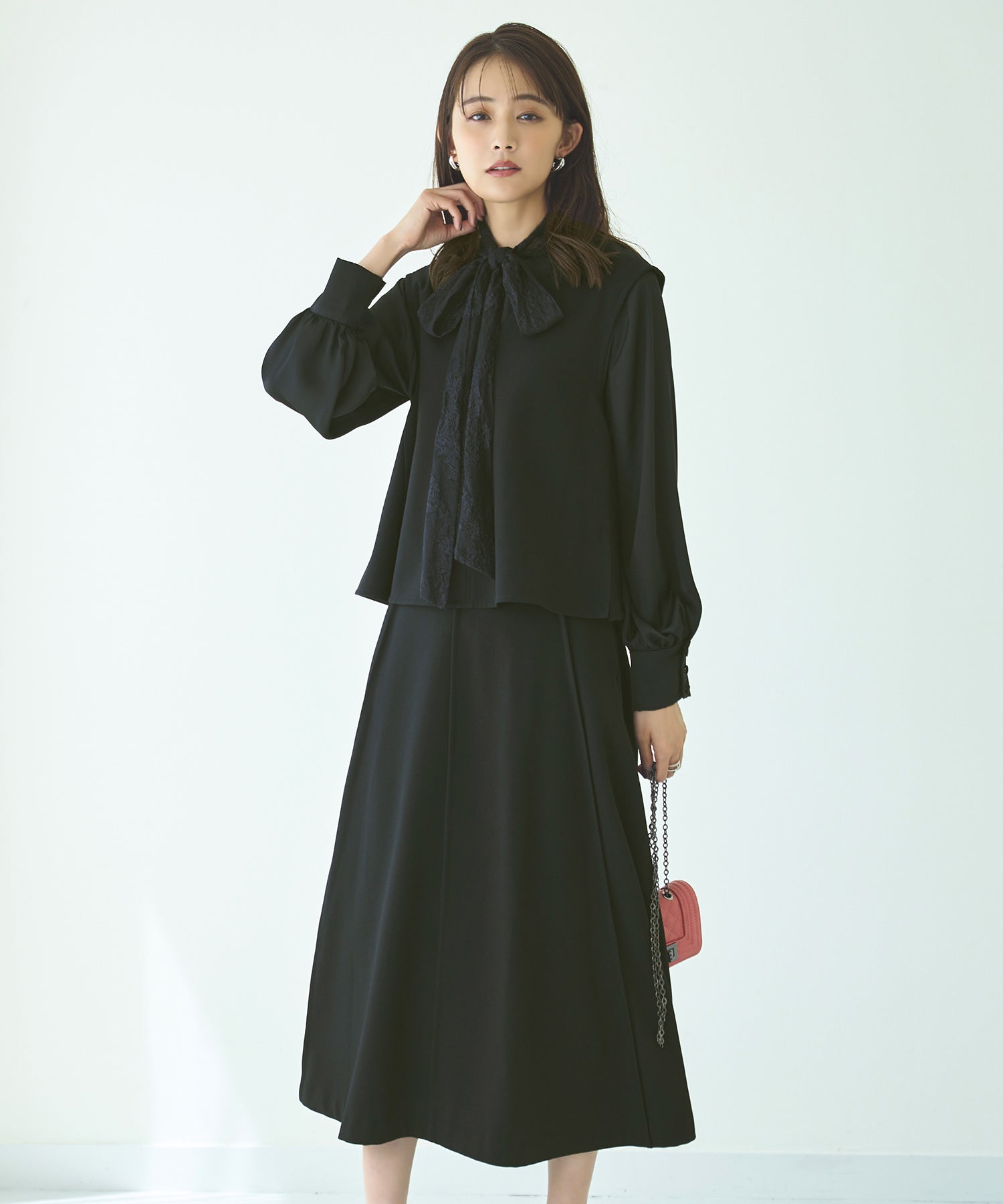 ルイルエブティック RUIRUE BOUTIQUE 【あたたか裏起毛シリーズ】選べるボトム フレアヘム ジレ＆シークレットゴム・フレアスカート/テーパードパンツ （スカート/ブラック） スカート/ブラック